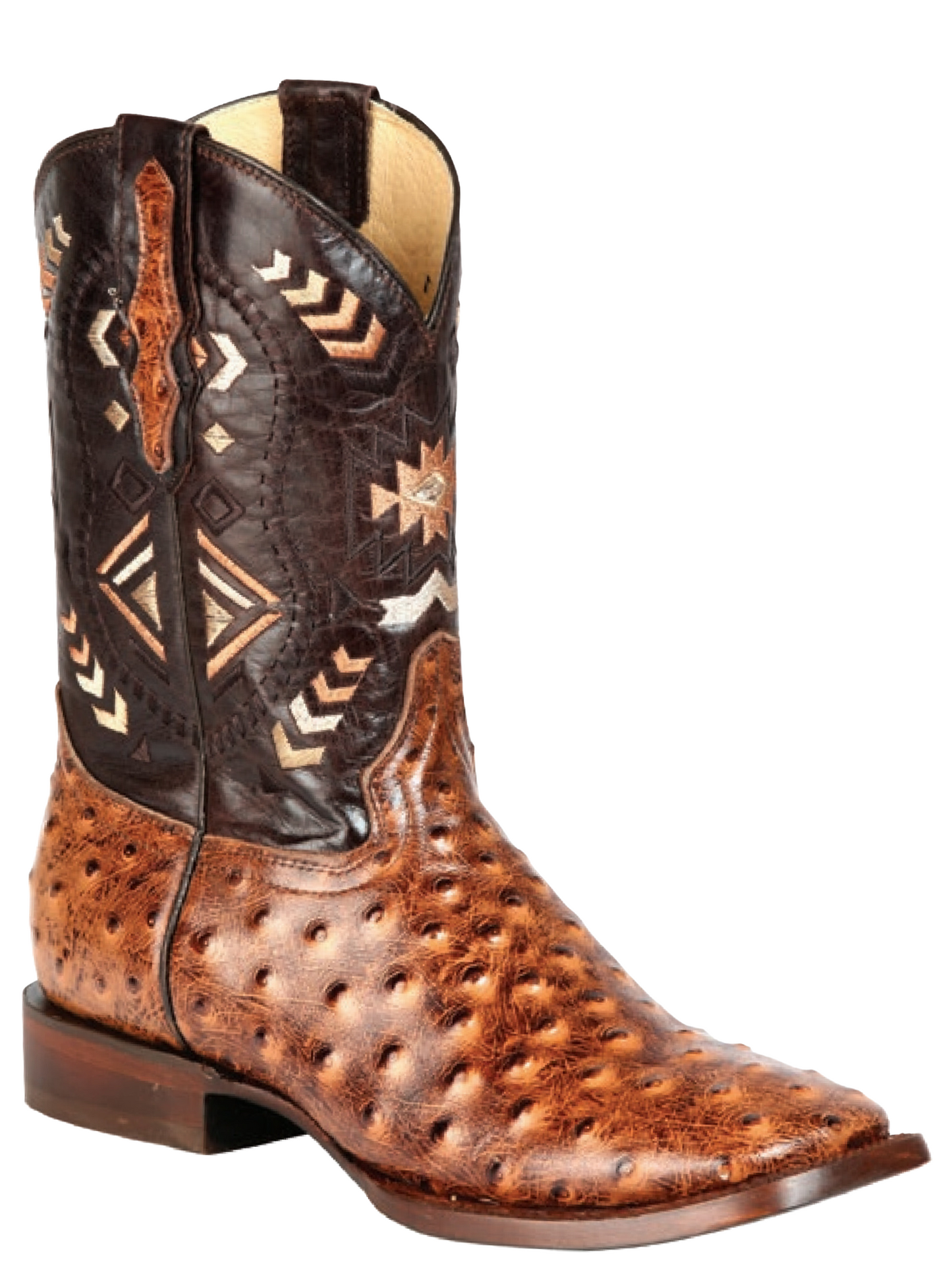 Cowboy Boots Rodeo Imitation Ostrich Engraving in Cow Leather for Men 'El General' - ID: 51239