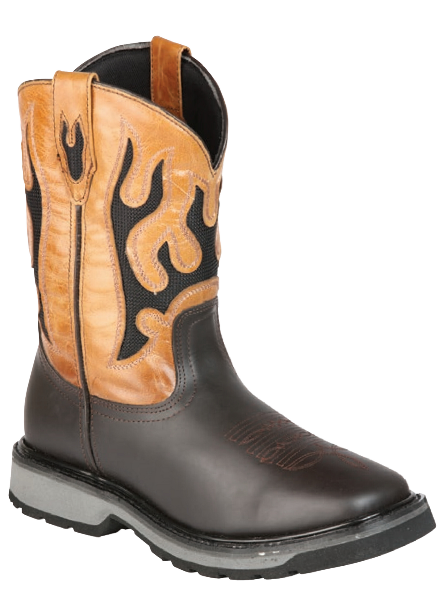 Men's Genuine Leather Soft Toe Pull-On Tube Rodeo Work Boots 'El General' - ID: 51276 Work Boots El General