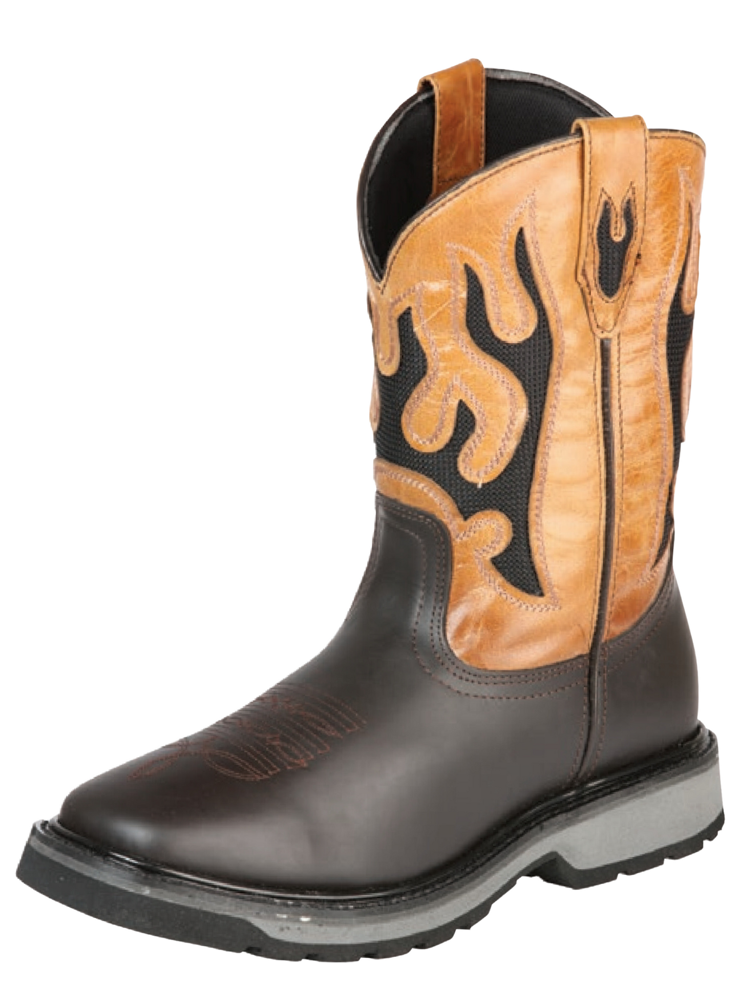 Men's Genuine Leather Soft Toe Pull-On Tube Rodeo Work Boots 'El General' - ID: 51276 Work Boots El General Tang