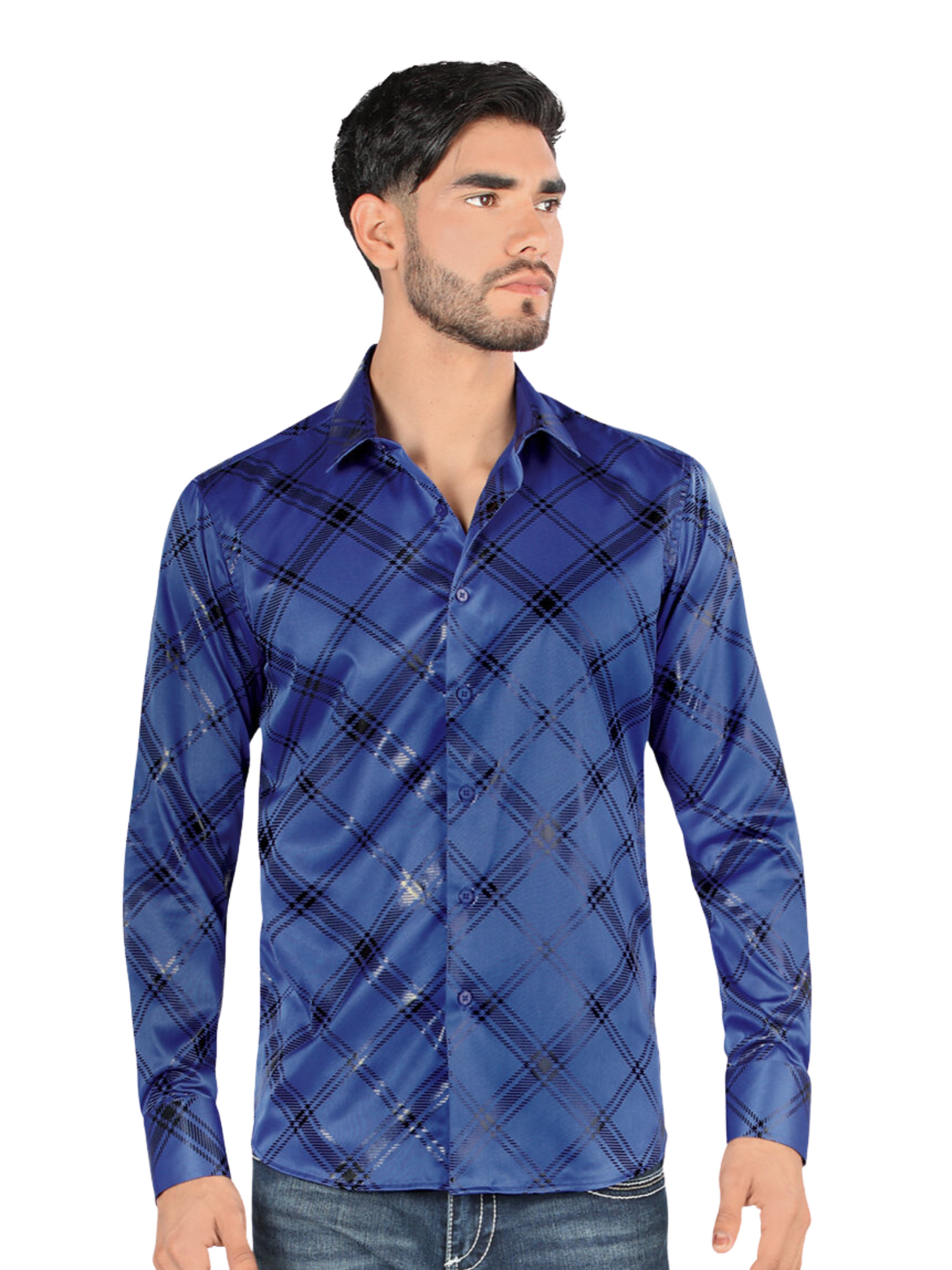 Camisa Casual Manga Larga Estampada Cuadros para Hombre 'Montero' - ID: 0811 Camisas de Cuadros Montero Royal