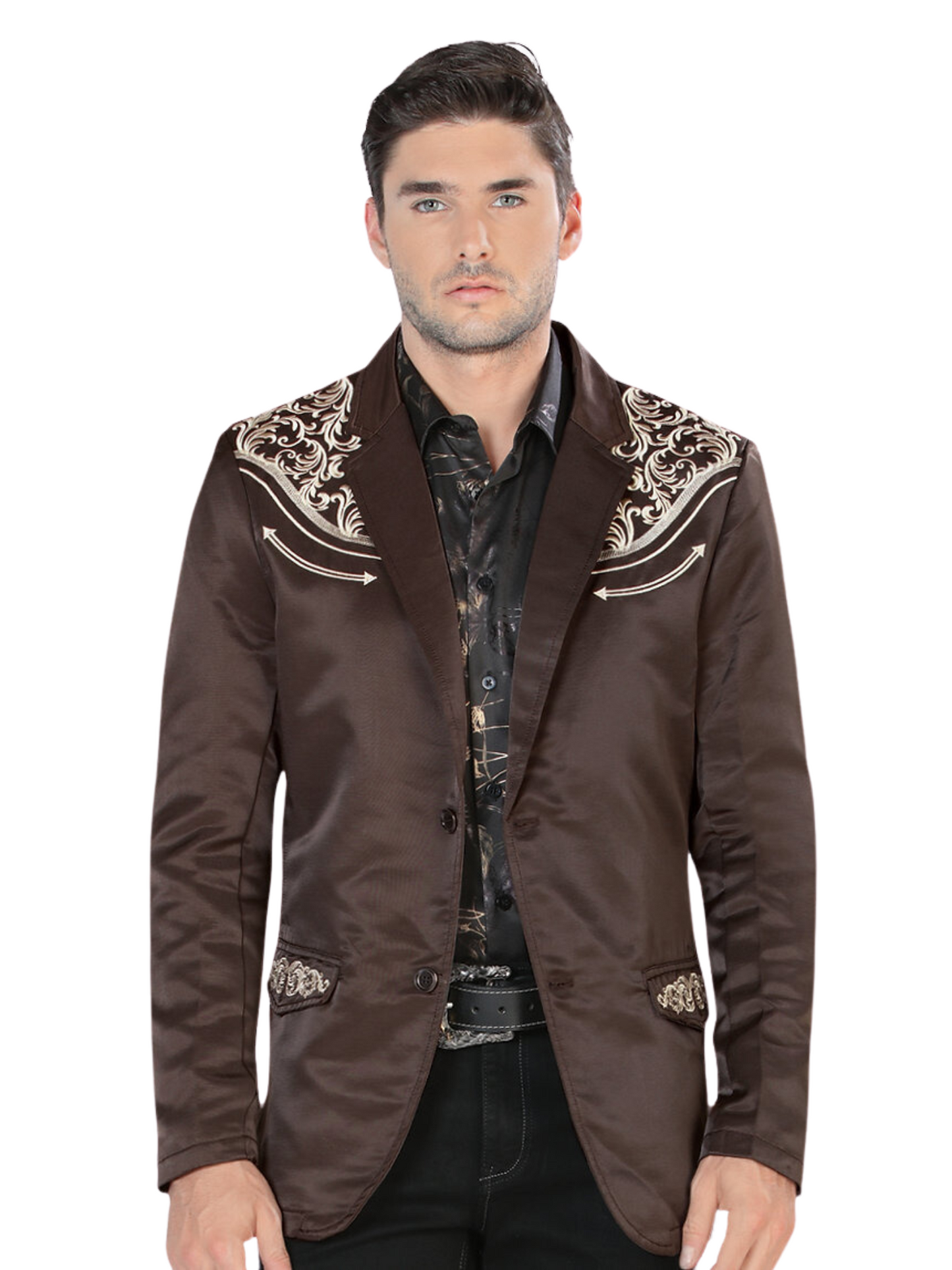 Saco Vaquero Bordado para Hombre 'Lamasini' - ID: 494 Sacos Bordados Lamasini Brown