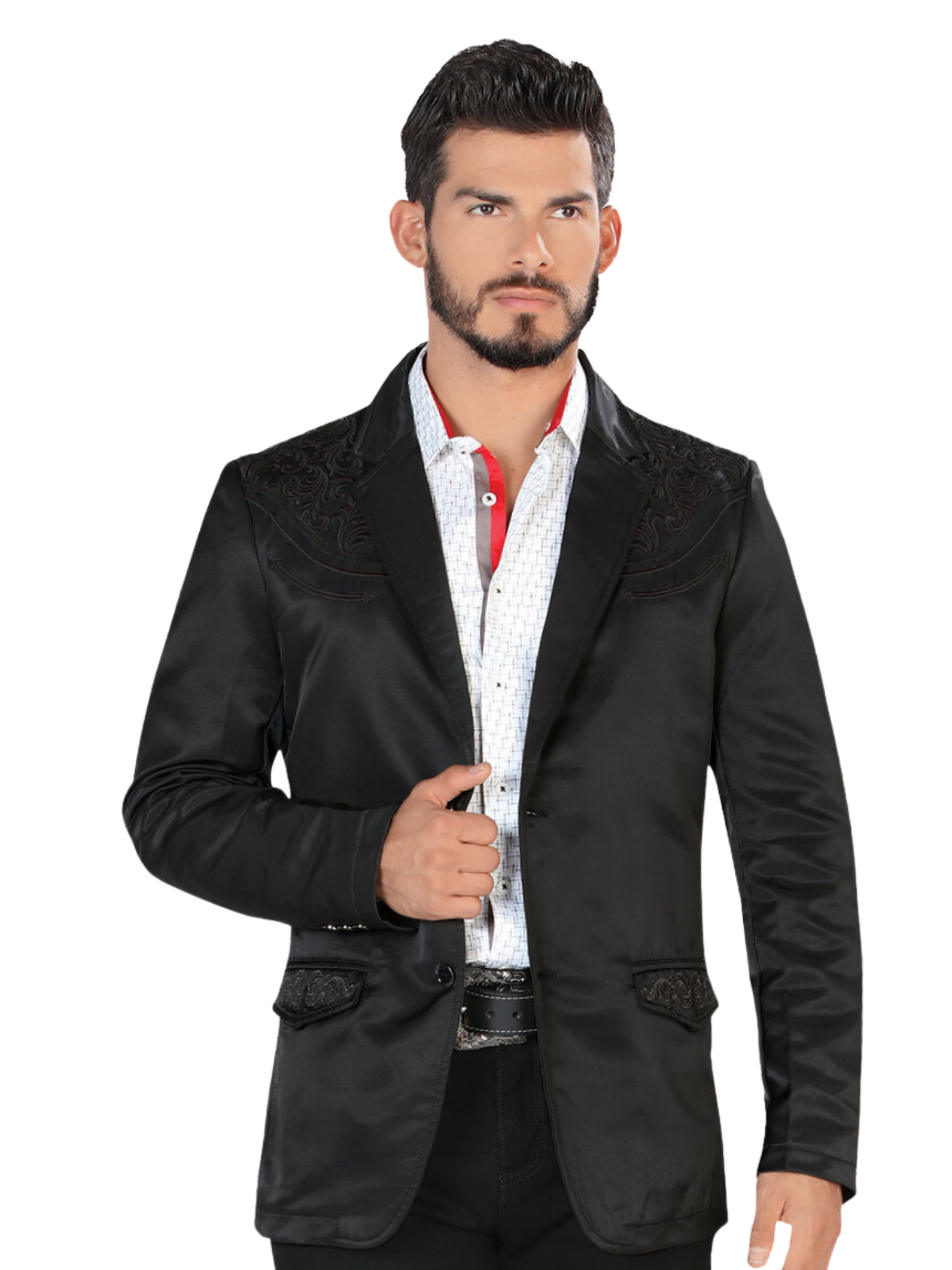 Saco Vaquero Bordado para Hombre 'Lamasini' - ID: 494 Sacos Bordados Lamasini Negro/Negro