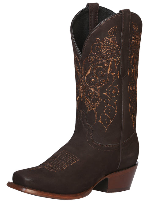 Classic Nubuck Leather Rodeo Cowboy Boots for Women 'El General' - ID: 122489