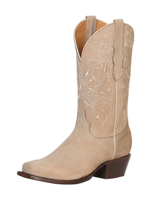 Classic Nubuck Leather Rodeo Cowboy Boots for Women 'El General' - ID: 122490