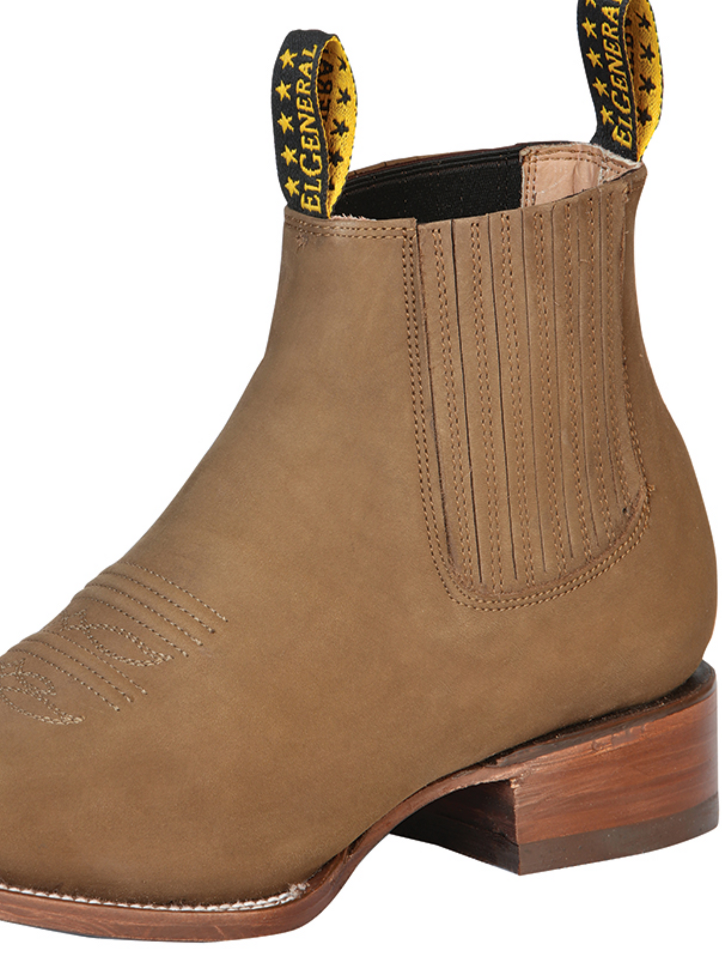 Classic Nubuck Leather Rodeo Cowboy Ankle Boots for Men 'El General' - ID: 126195 Western Ankle Boots El General