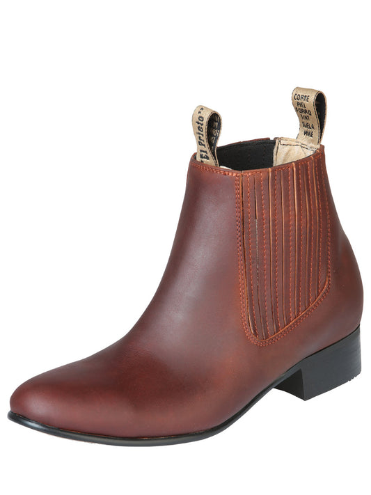 Classic Genuine Leather Charro Ankle Boots for Men 'El Prieto' - ID: 126338 Ankle Boots El Prieto Shedron