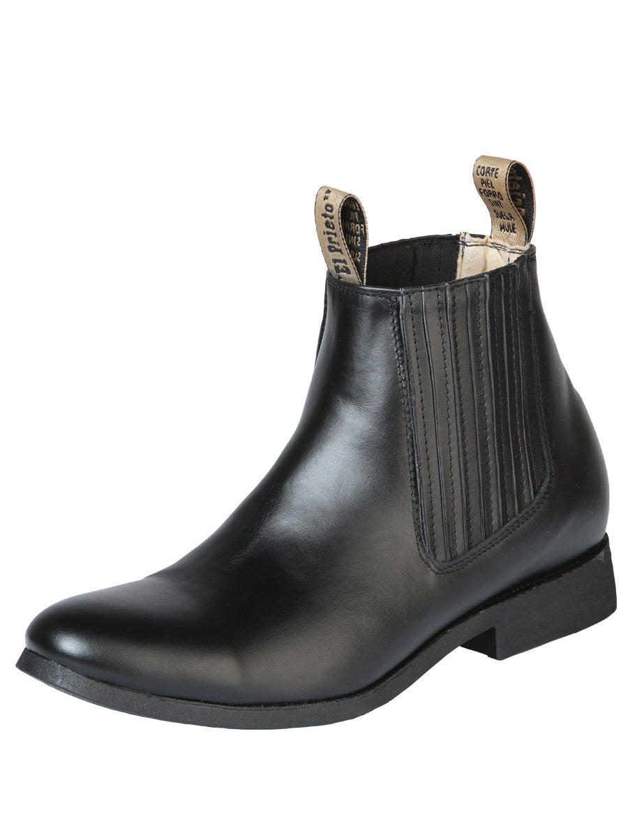 Classic Genuine Leather Charro Ankle Boots for Men 'El Prieto' - ID: 126341