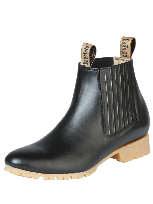 Classic Genuine Leather Charro Ankle Boots for Men 'El Prieto' - ID: 126343 Ankle Boots El Prieto Black