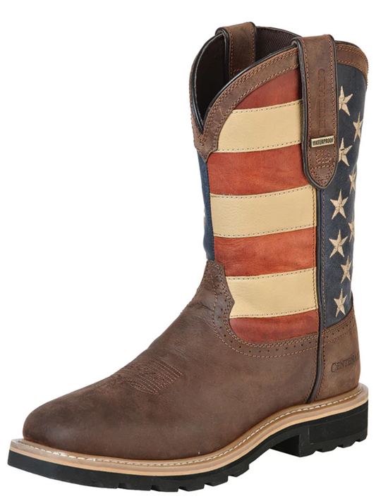 Goodyear Construction Waterproof Work Boots USA Flag with Genuine Leather Soft Toe for Men 'Centennial' - ID: 126416