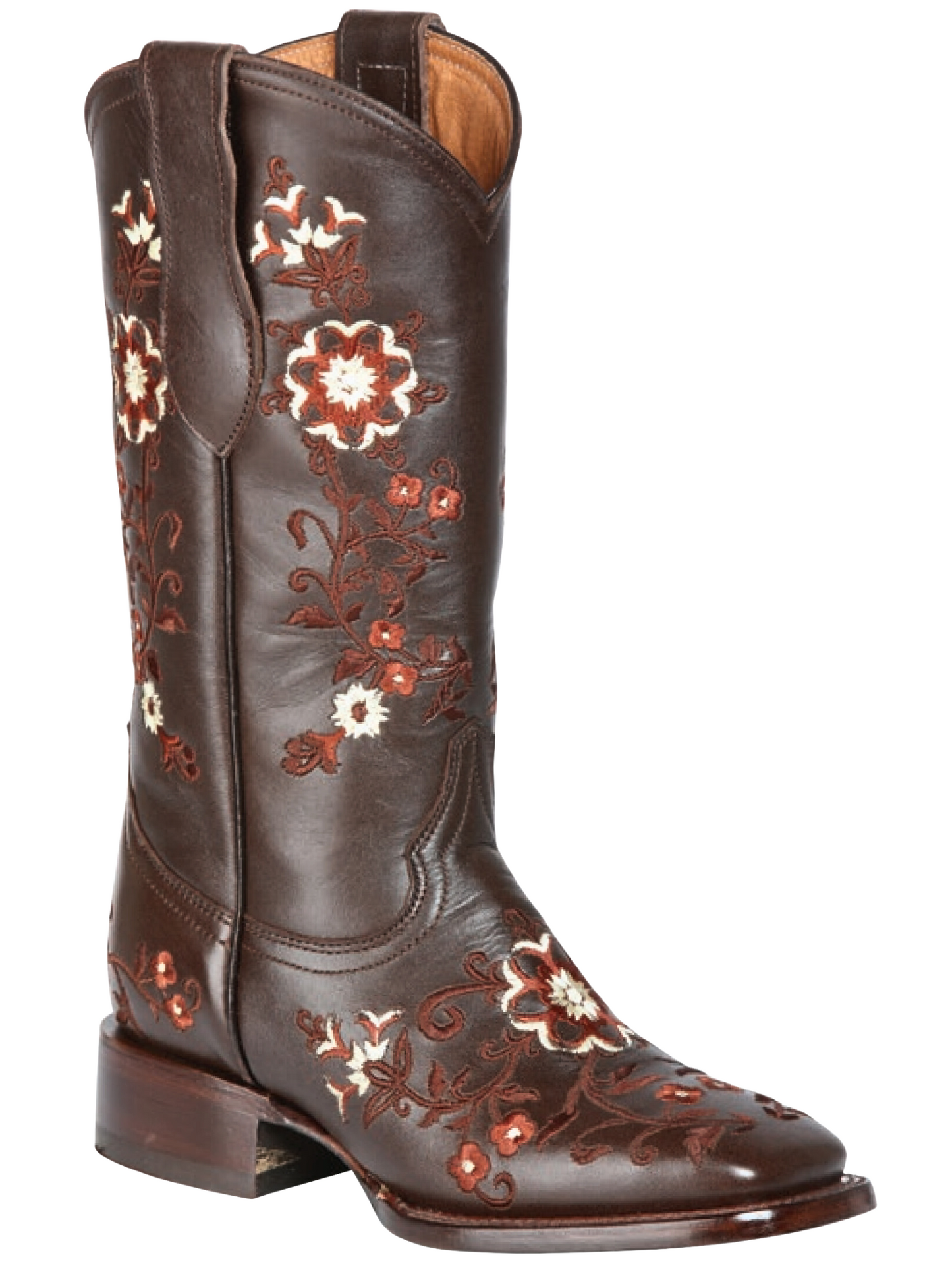 Women's Genuine Leather Flower Embroidered Rodeo Cowboy Boots 'Jar Boots' - ID: 126444 Cowgirl Boots Jar Boots