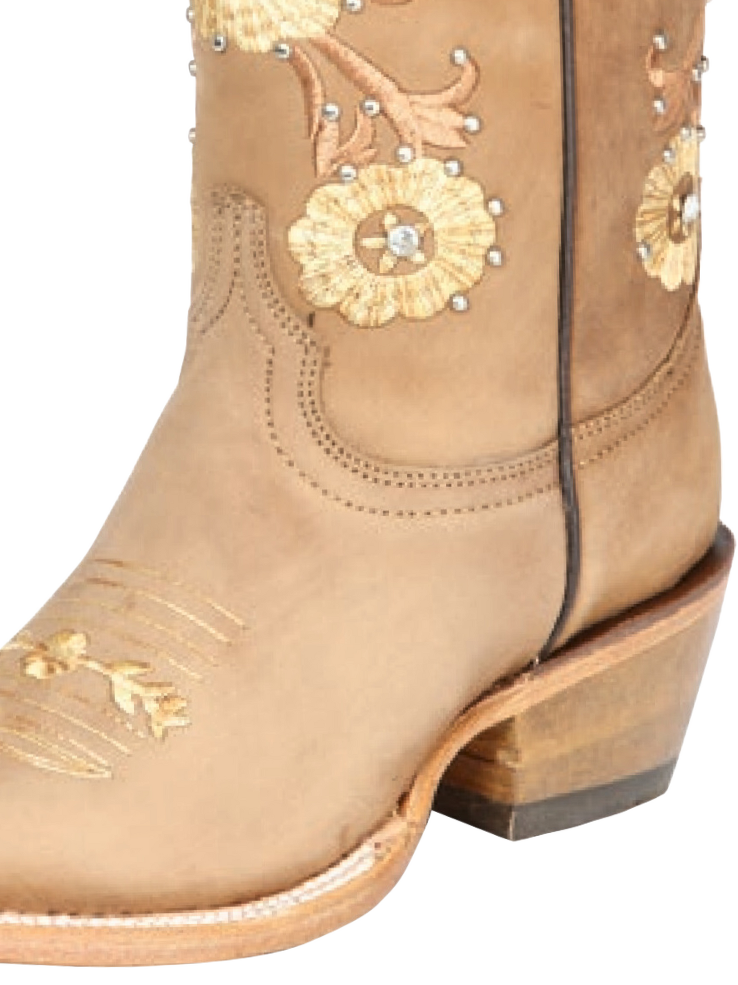 Rodeo Cowboy Boots with Genuine Leather Flower Embroidered Tube for Women 'Jar Boots' - ID: 126450