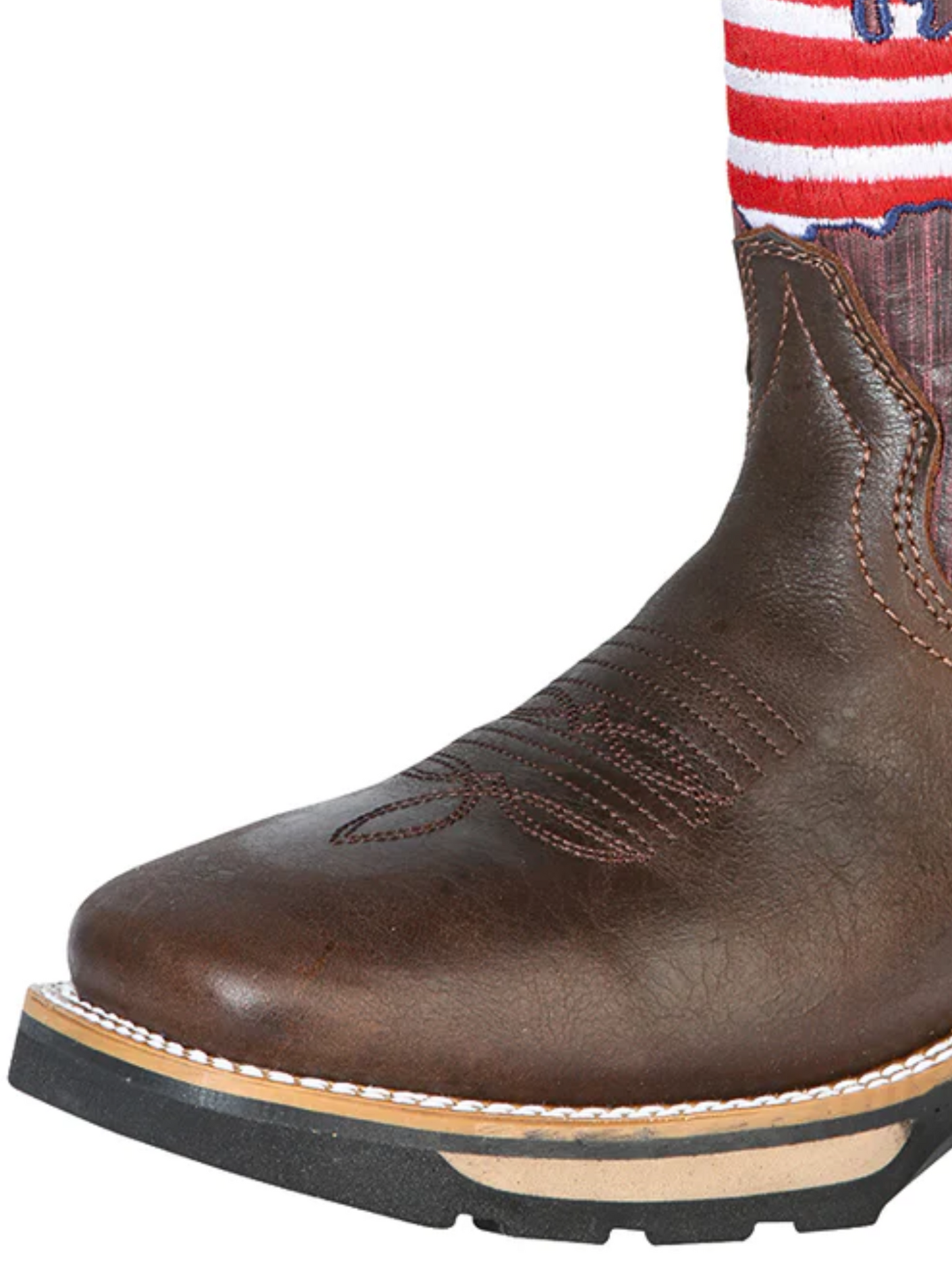 USA Flag Pull-On Tube Rodeo Work Boots with Genuine Leather Soft Toe for Men 'El General' - ID: 126466 Work Boots El General