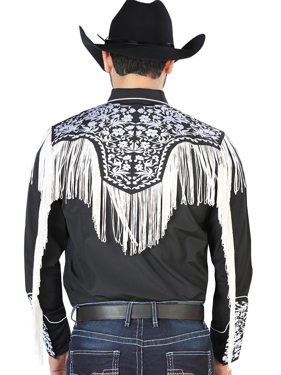 Camisa Vaquera Bordada Manga Larga Negro para Hombre 'El Señor de los Cielos' - ID: 126707 Western Shirt El Señor de los Cielos 