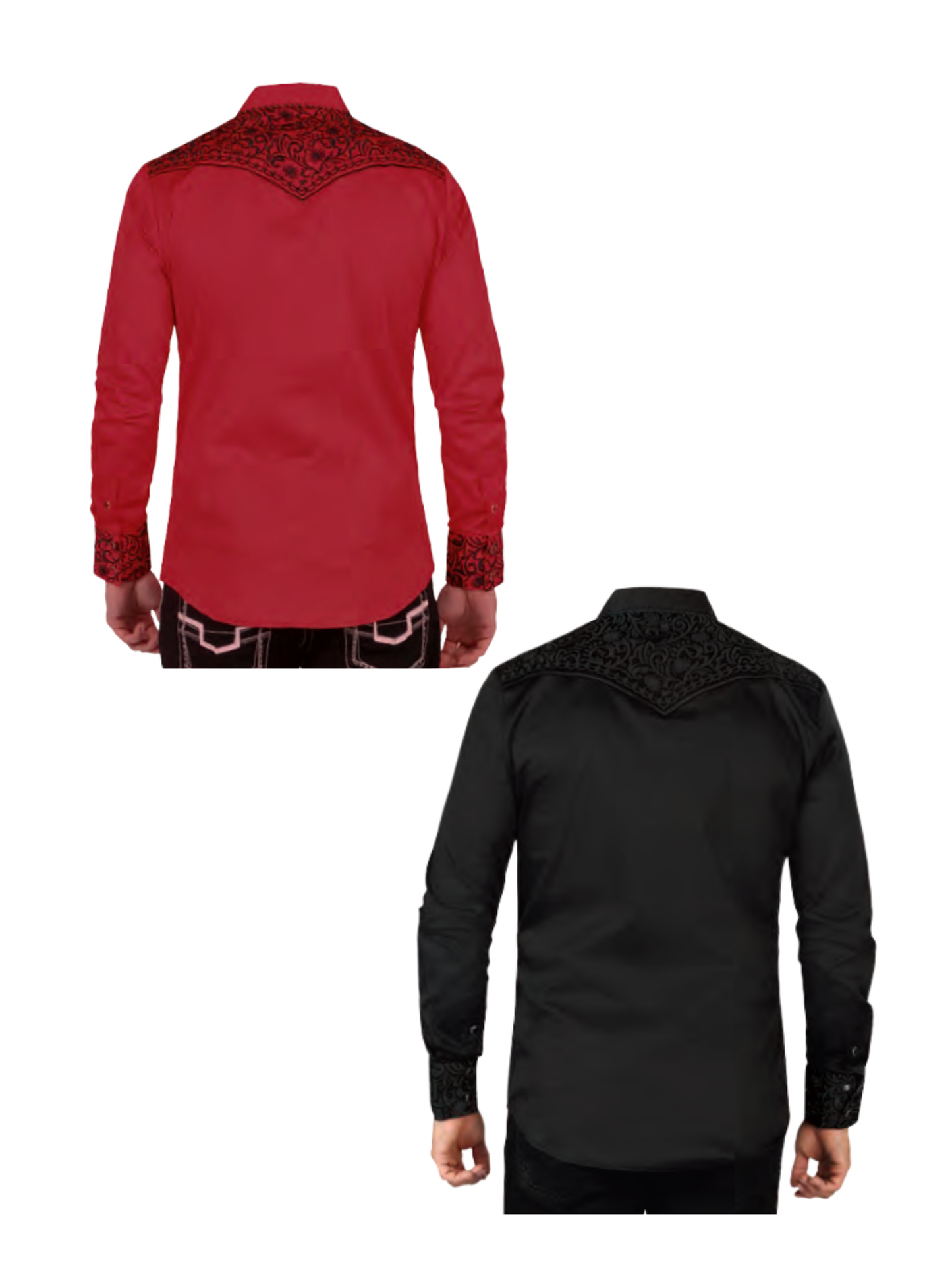 Camisa Vaquera Bordada Manga Larga de Broches para Hombre 'Lamasini' - ID: 2211 Camisas Bordadas Lamasini