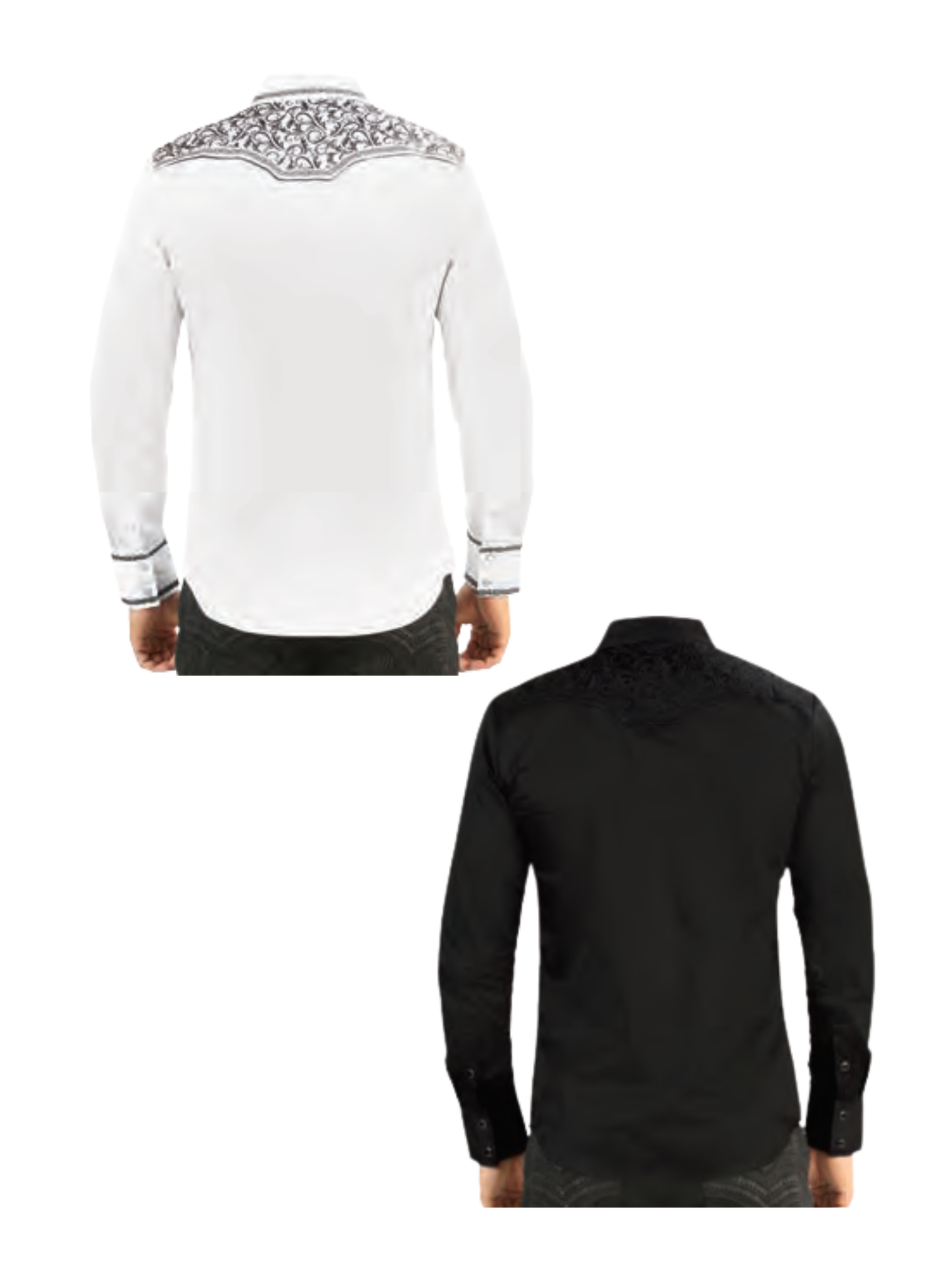 Camisa Vaquera Bordada Manga Larga de Broches para Hombre 'Lamasini' - ID: 2215 Camisas Bordadas Lamasini