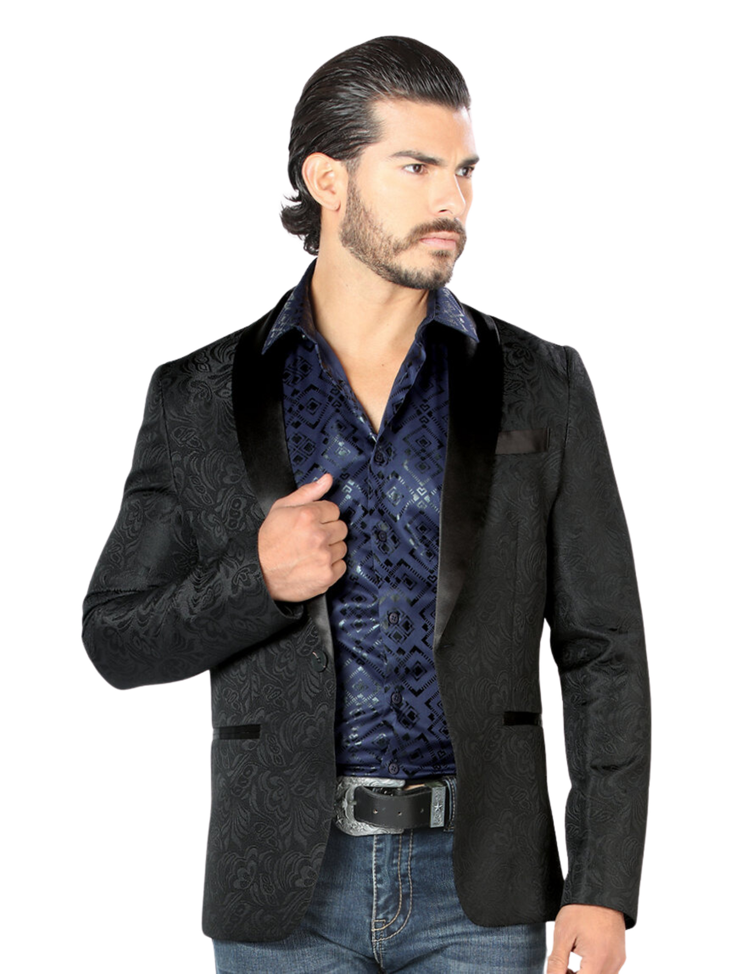 Saco de Vestir Floral Jacquard para Hombre 'Lamasini' - ID: 35203 Sacos de Vestir Lamasini Black