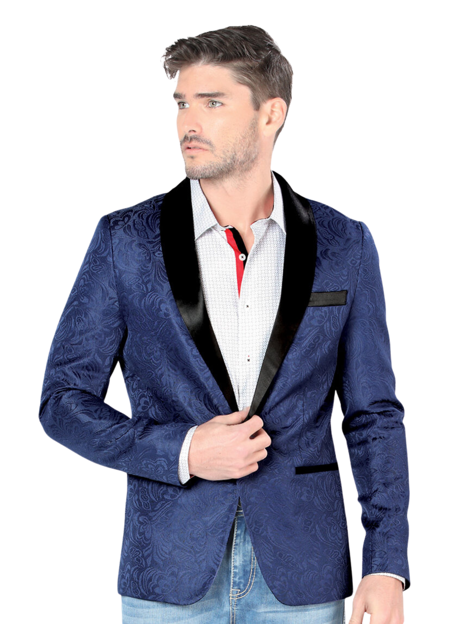 Saco de Vestir Floral Jacquard para Hombre 'Lamasini' - ID: 35203 Sacos de Vestir Lamasini Navy