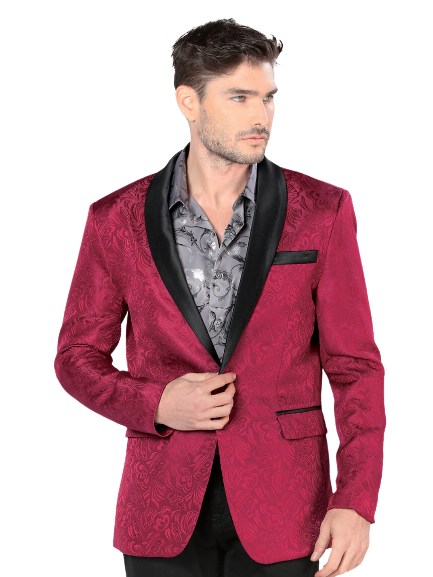 Saco de Vestir Floral Jacquard para Hombre 'Lamasini' - ID: 35203 Sacos de Vestir Lamasini Wine