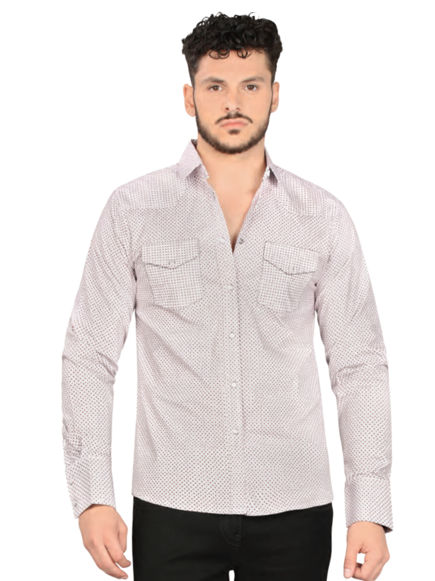 Camisa Casual Manga Larga Estampada para Hombre 'Lamasini' - ID: 0116 Camisas Estampadas Lamasini White