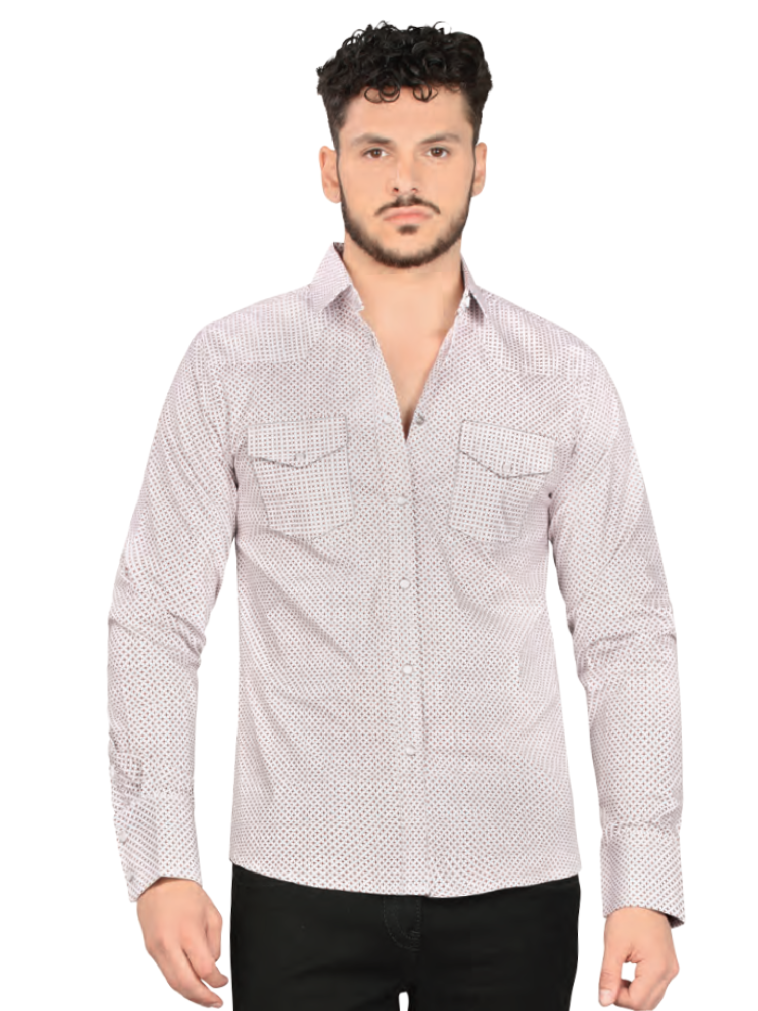 Camisa Casual Manga Larga Estampada para Hombre 'Lamasini' - ID: 0116 Camisas Estampadas Lamasini White