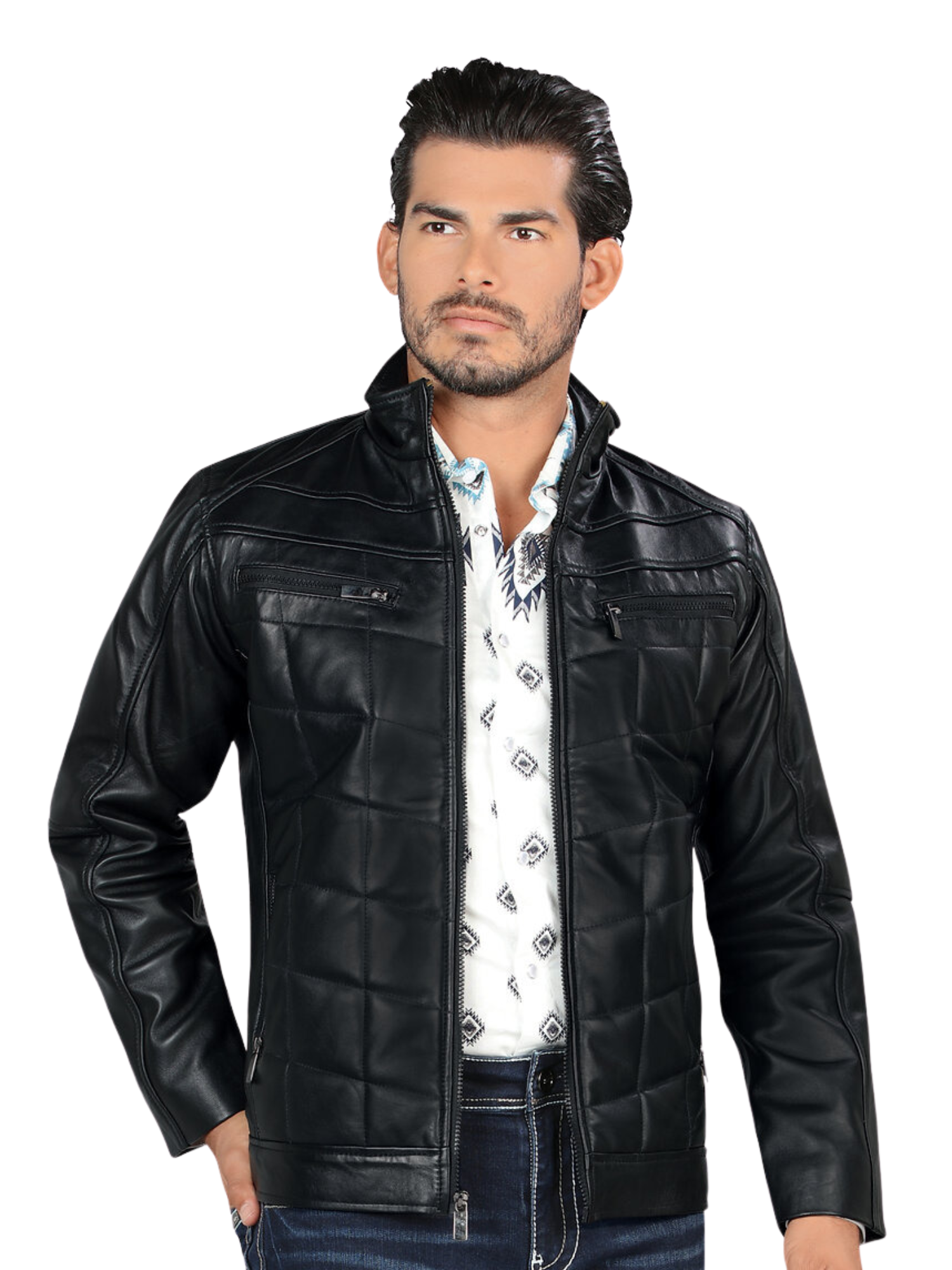 Genuine Leather Casual Jacket with Zip Genuine Leather Casual