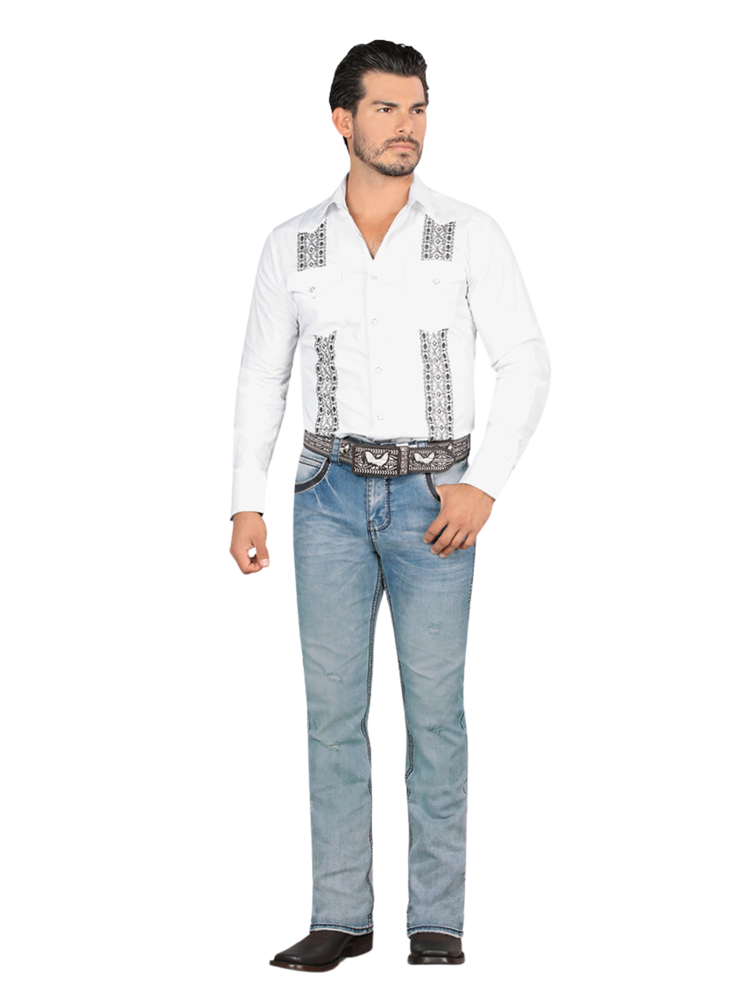 Pantalon Vaquero de Mezclilla Stretch Boot Cut para Hombre 'Lamasini' - ID: 1868 Pantalones de Vaquero Lamasini Light Blue