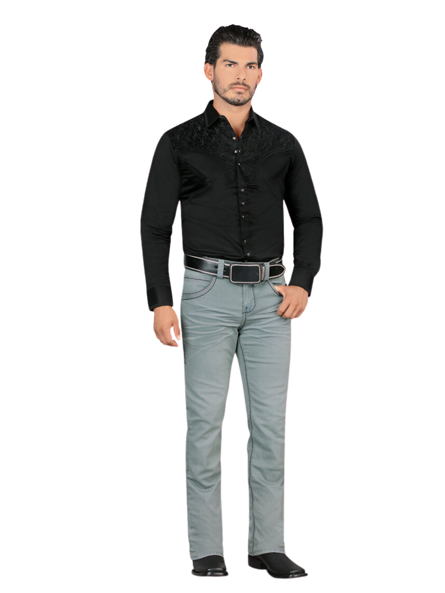 Pantalon Vaquero de Mezclilla Stretch Boot Cut para Hombre 'Lamasini' - ID: 1868 Pantalones de Vaquero Lamasini Gray