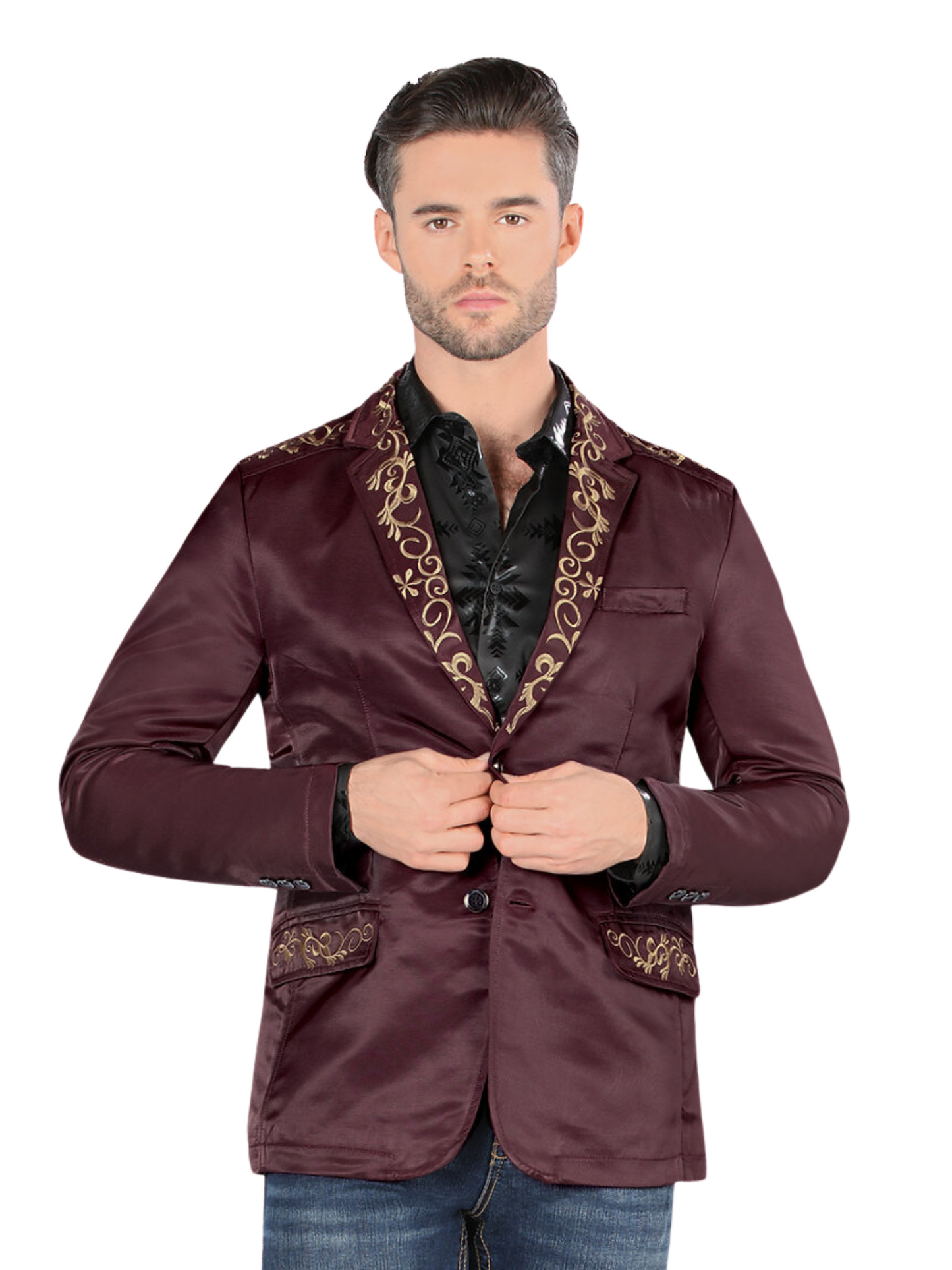 Saco Vaquero Bordado para Hombre 'Lamasini' - ID: 507 Sacos Bordados Lamasini Wine