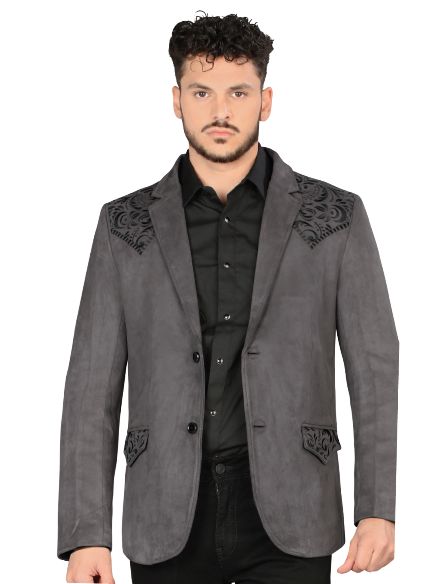 Saco Vaquero Bordado para Hombre 'Lamasini' - ID: 509 Sacos Bordados Lamasini Charcoal