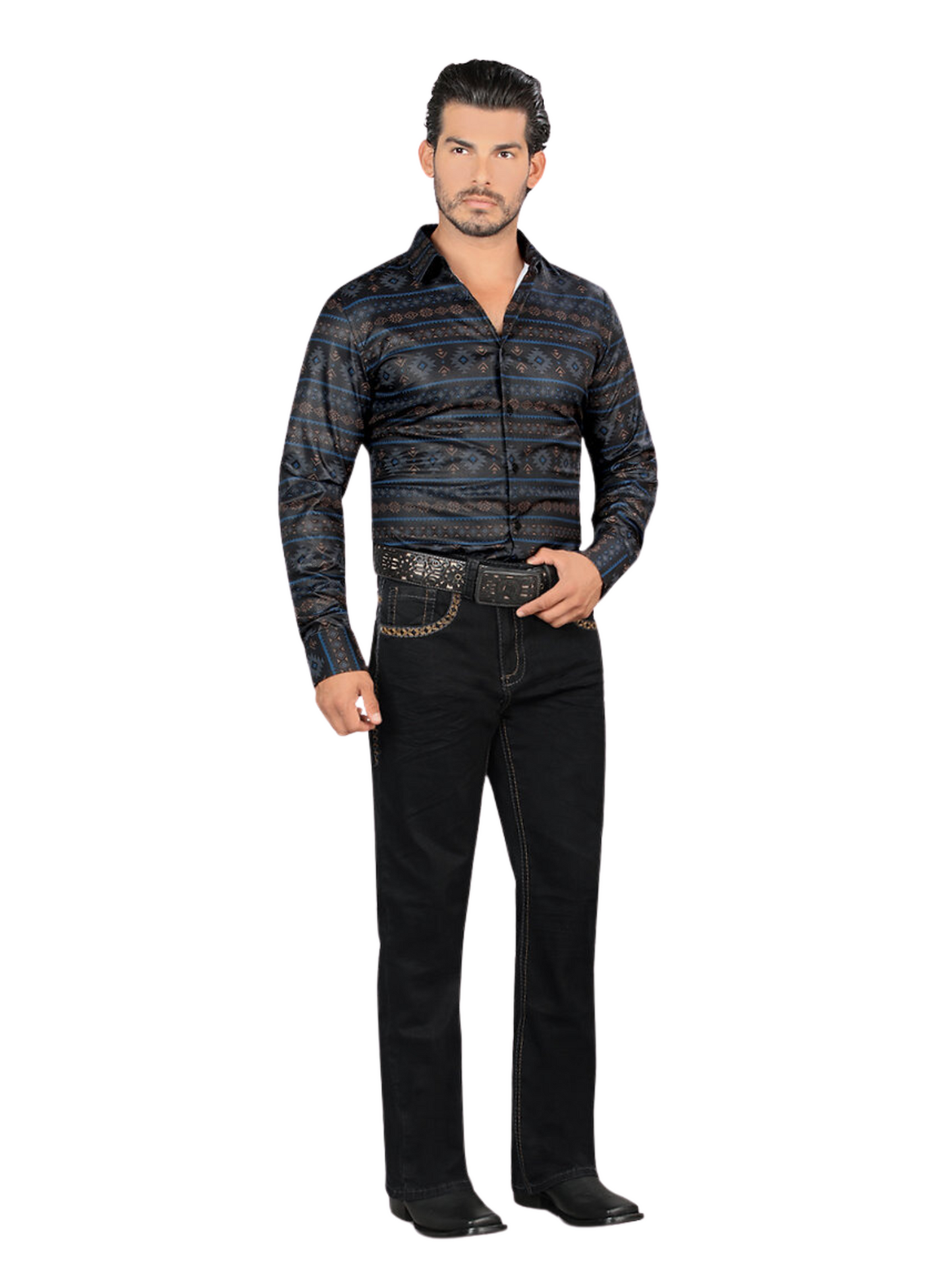 Pantalon Vaquero de Mezclilla Stretch Boot Cut para Hombre 'Lamasini' - ID: 1870 Pantalones de Vaquero Lamasini Black