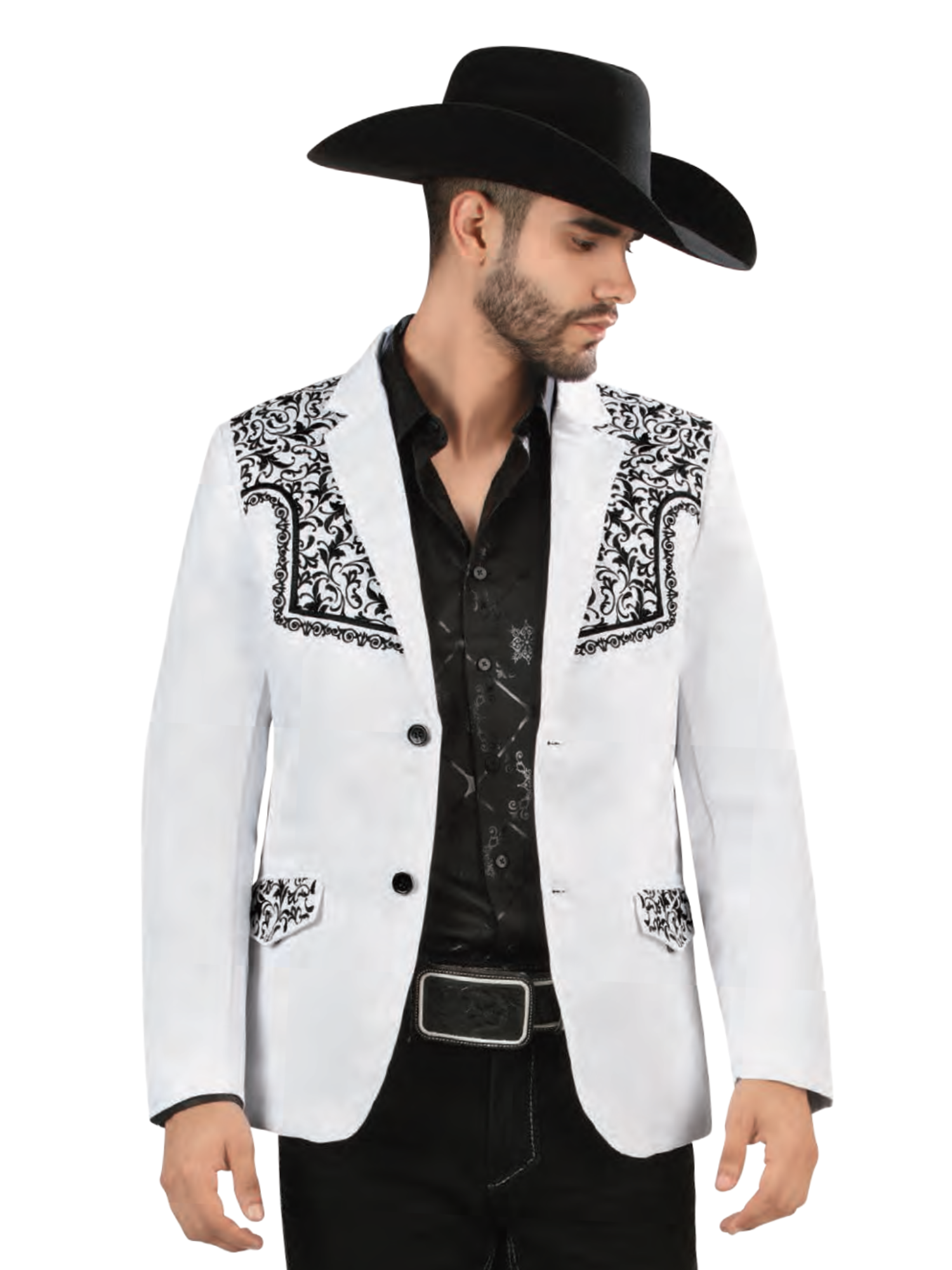 Saco Vaquero Bordado para Hombre 'Lamasini' - ID: 513 Sacos Bordados Lamasini White