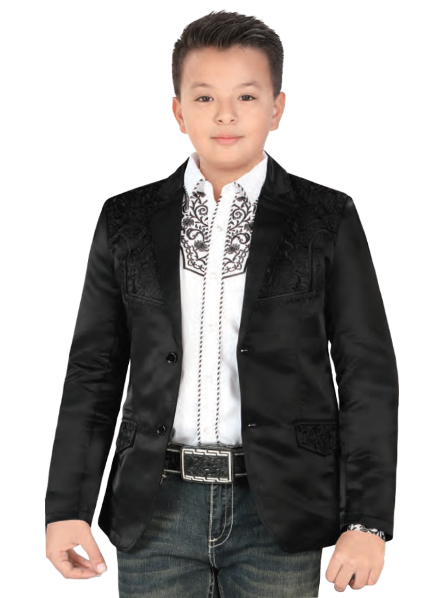Saco Vaquero Bordado para Niños 'Lamasini' - ID: 514 Sacos Vaqueros Lamasini Black/Black