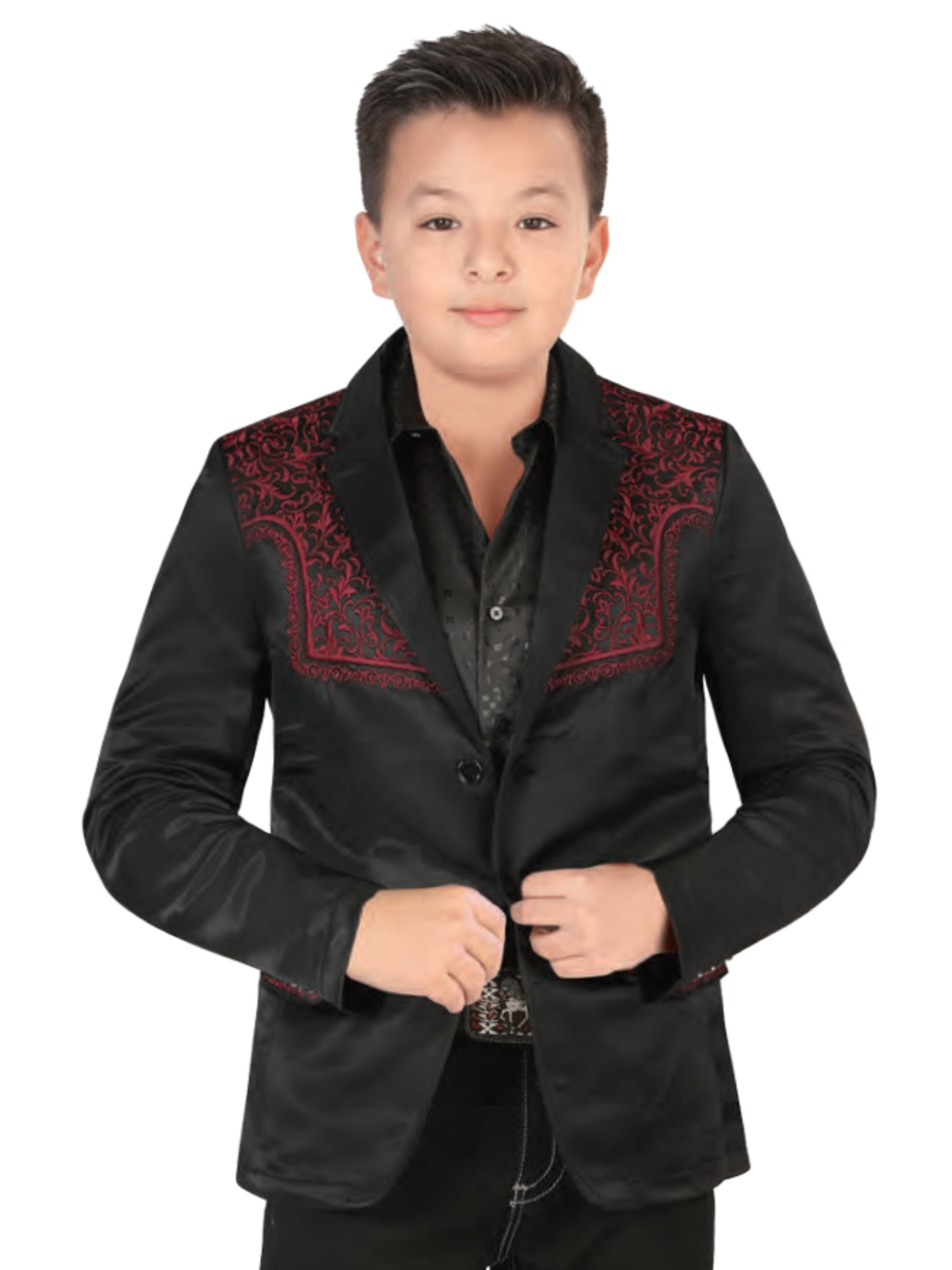 Saco Vaquero Bordado para Niños 'Lamasini' - ID: 514 Sacos Vaqueros Lamasini Black/Wine