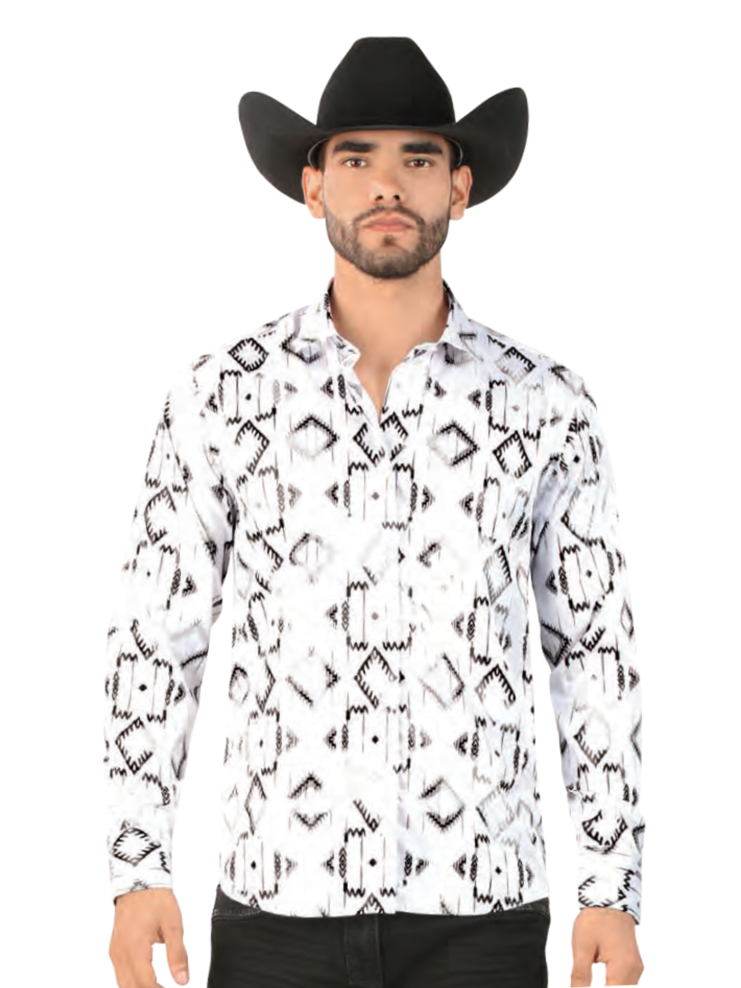 Camisa Casual Manga Larga Estampada para Hombre 'Lamasini' - ID: 4474 Camisas Estampadas Lamasini White