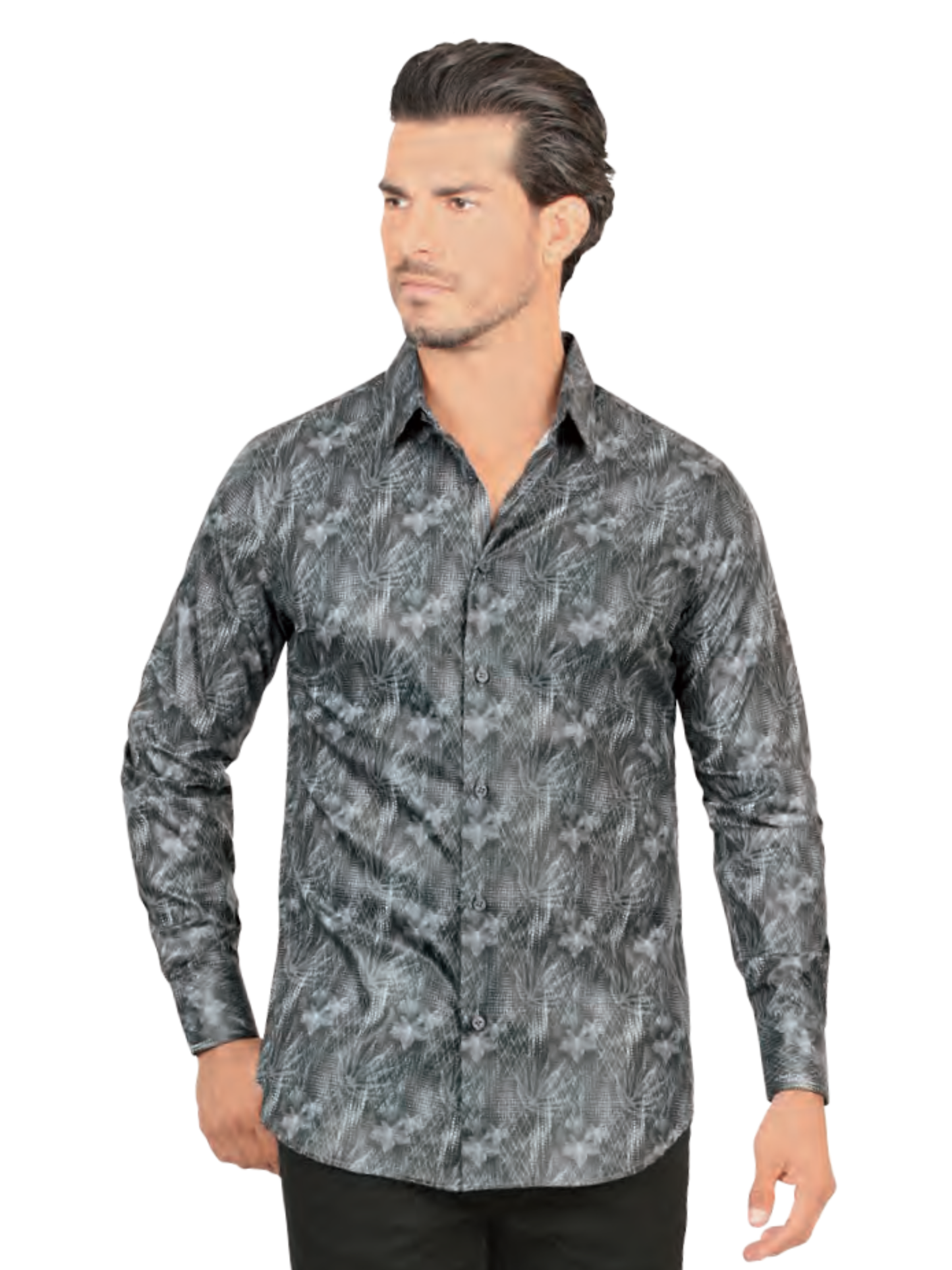 Camisa Casual Manga Larga Estampada para Hombre 'Lamasini' - ID: 2020 Camisas Estampadas Lamasini Blue