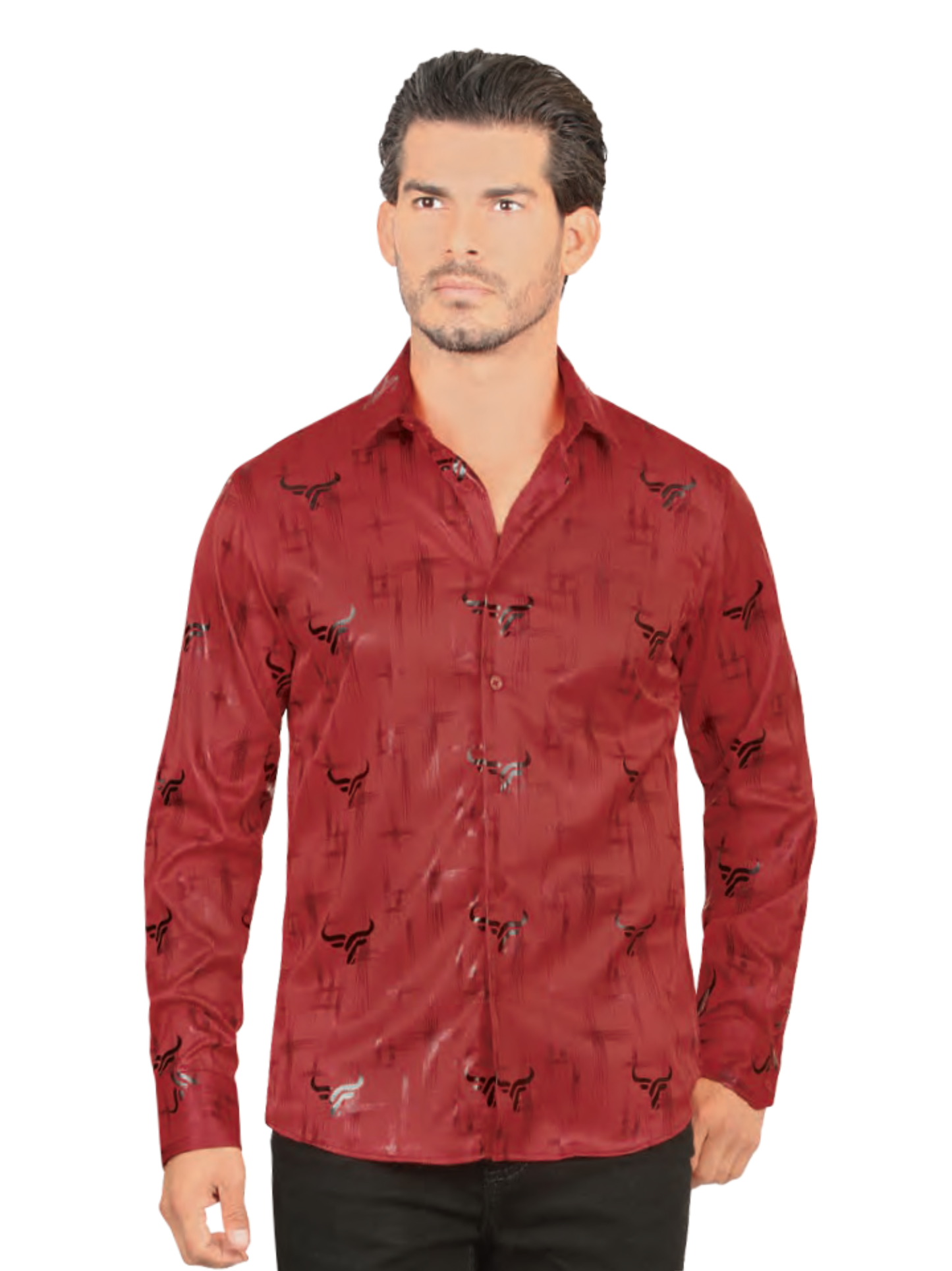 Camisa Casual Manga Larga Estampada para Hombre 'Lamasini' - ID: 4481 Camisas Estampadas Lamasini Red