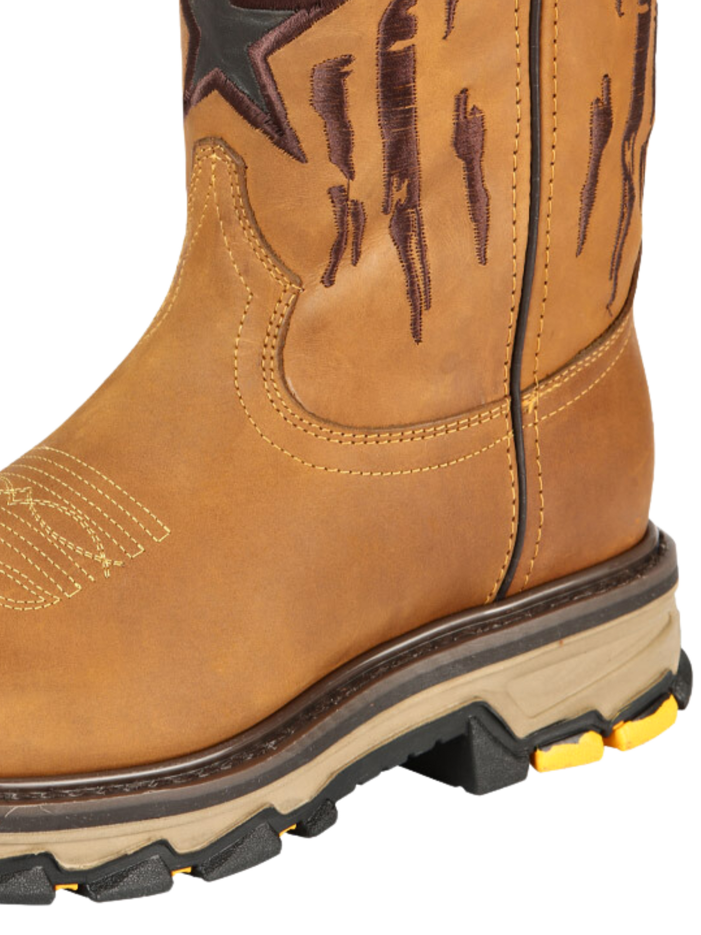 Botas de Trabajo Rodeo de Tubo Pull-On con Punta Suave de Piel Genuina para Hombre 'El General' - ID: 44690 Botas de Punta Suave El General 