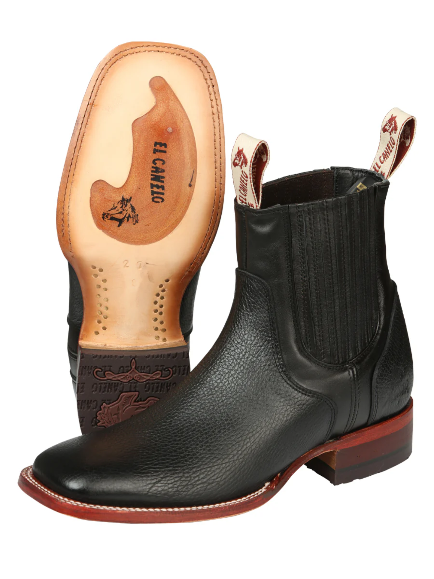 Botines Vaqueros Rodeo Clasicos de Piel Genuina para Hombre 'El Canelo' - ID: 45211 Botines Vaqueros Rodeo El Canelo