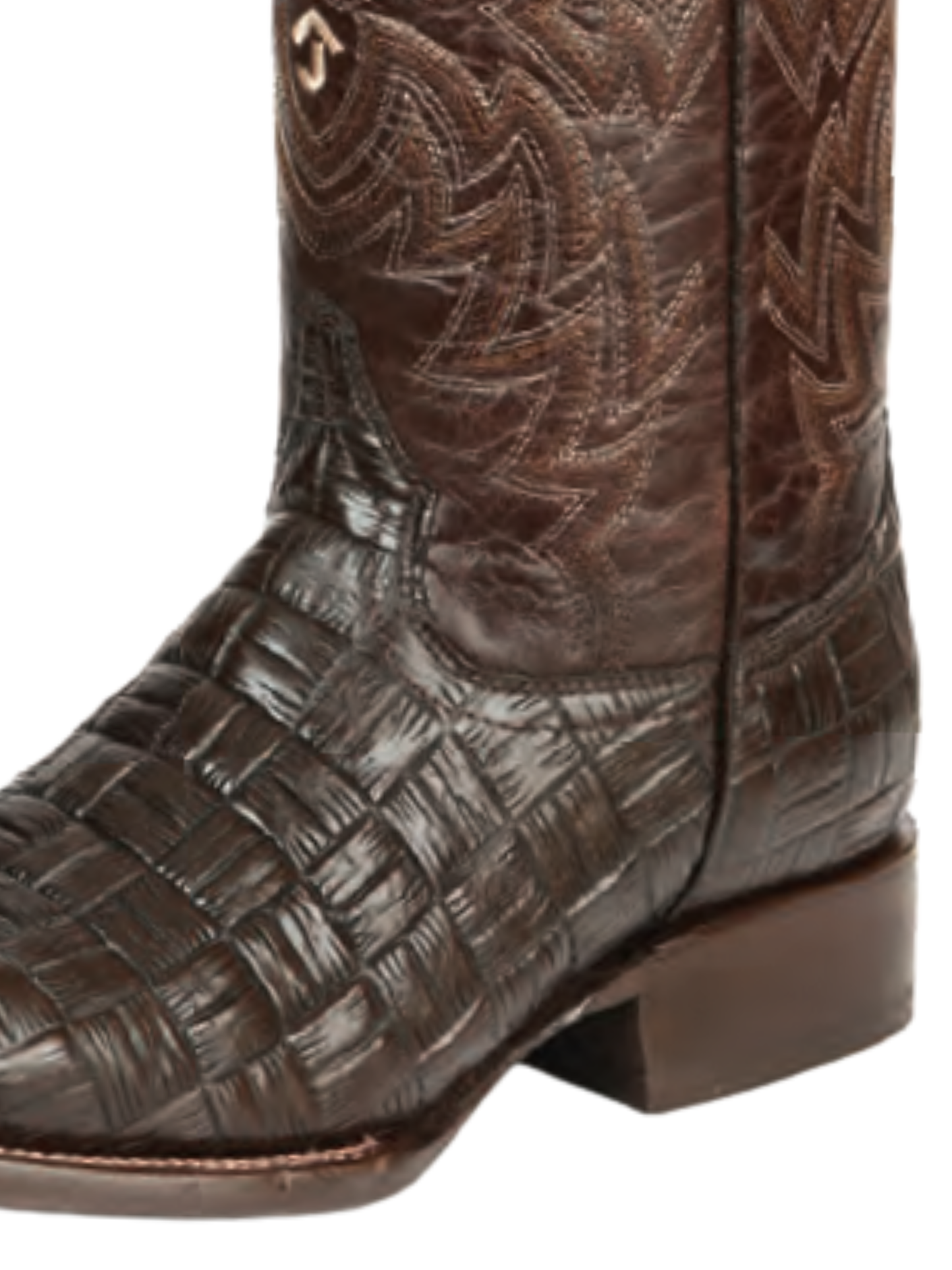 Botas Vaqueras Rodeo Imitacion de Tejido Grabado en Piel Vacuno para Hombre 'El General' - ID: 45478 Botas Petatillo Print El General