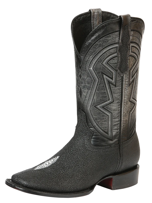 Botas Vaqueras Rodeo Imitacion de Mantarraya Perla Simple Grabado en Piel Vacuno para Hombre 'El General' - ID: 45566 Botas Mantarraya Print El General