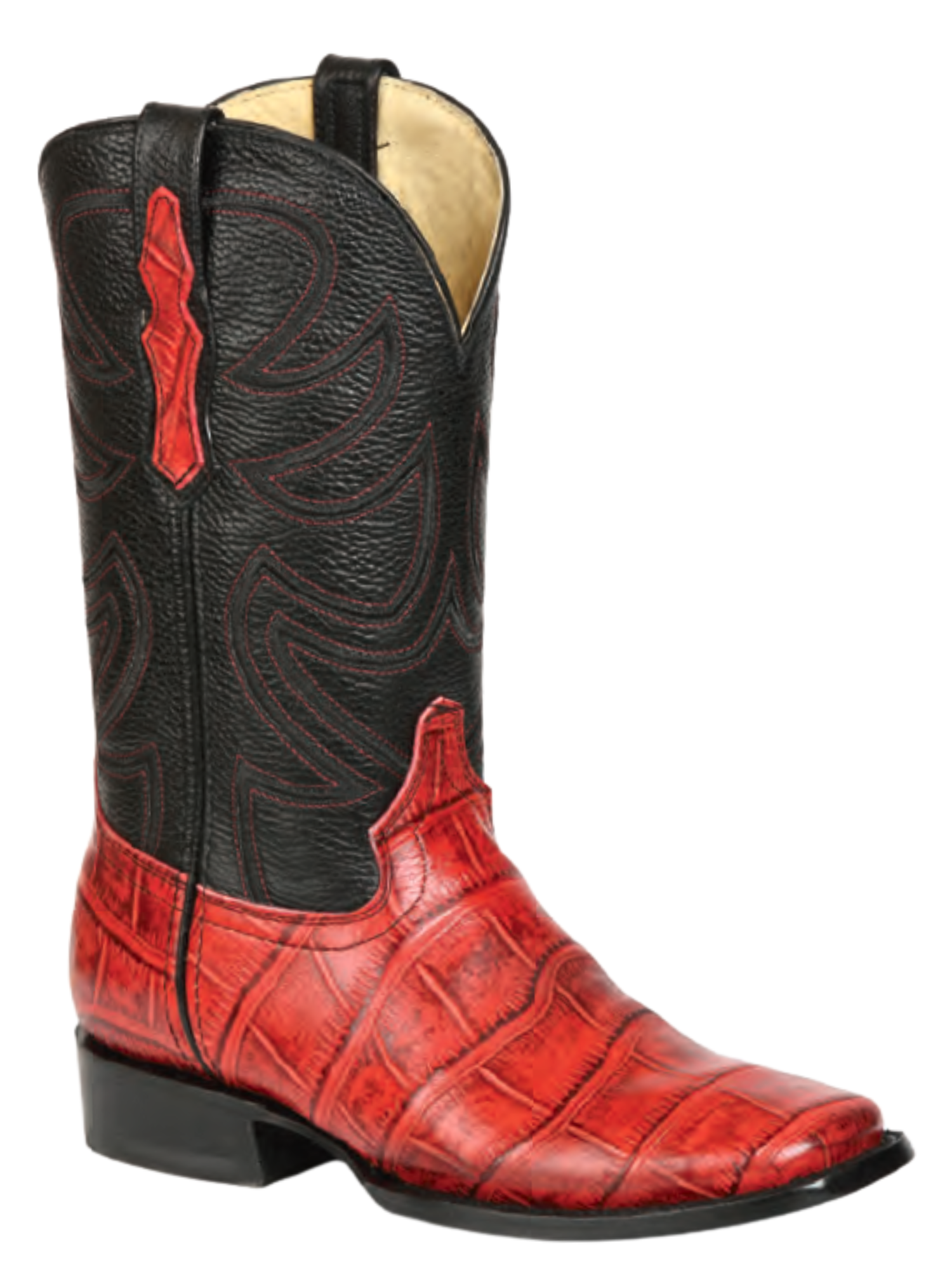 Botas Vaqueras Rodeo Imitacion de Cocodrilo Grabado en Piel Vacuno para Hombre 'El General' - ID: 45766 Botas Coco Print El General