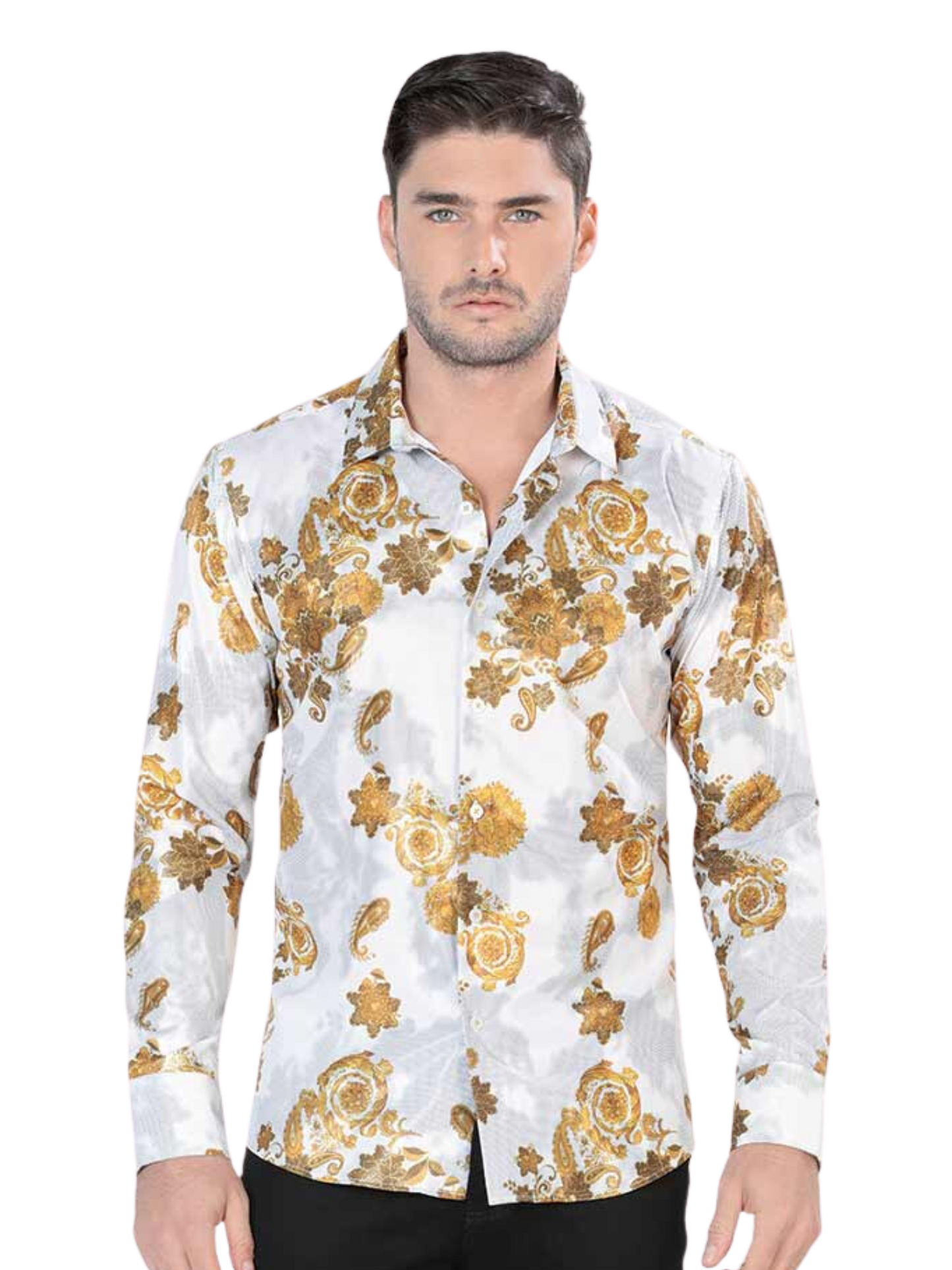 Camisa Casual Manga Larga Estampada para Hombre 'Montero' - ID: 0774 Casual Shirt Montero White