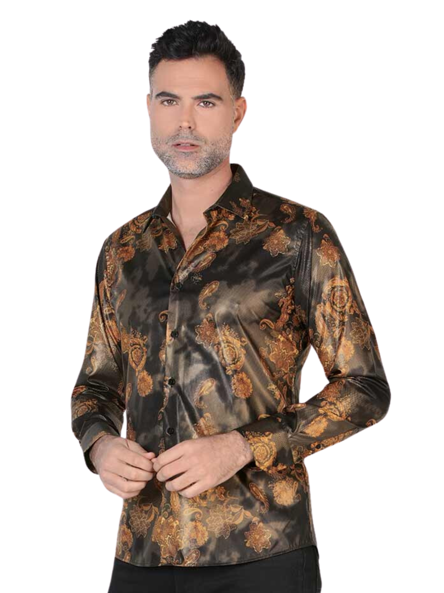 Camisa Casual Manga Larga Estampada para Hombre 'Montero' - ID: 0774 Casual Shirt Montero Black