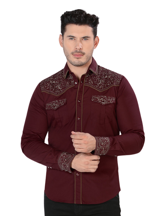 Embroidered Long Sleeve Denim Shirt for Men 'Montero' - ID: 3537
