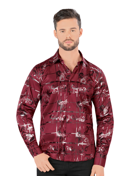 Casual Long Sleeve Printed Shirt for Men 'Montero' - ID: 0794 Casual Shirt Montero Wine