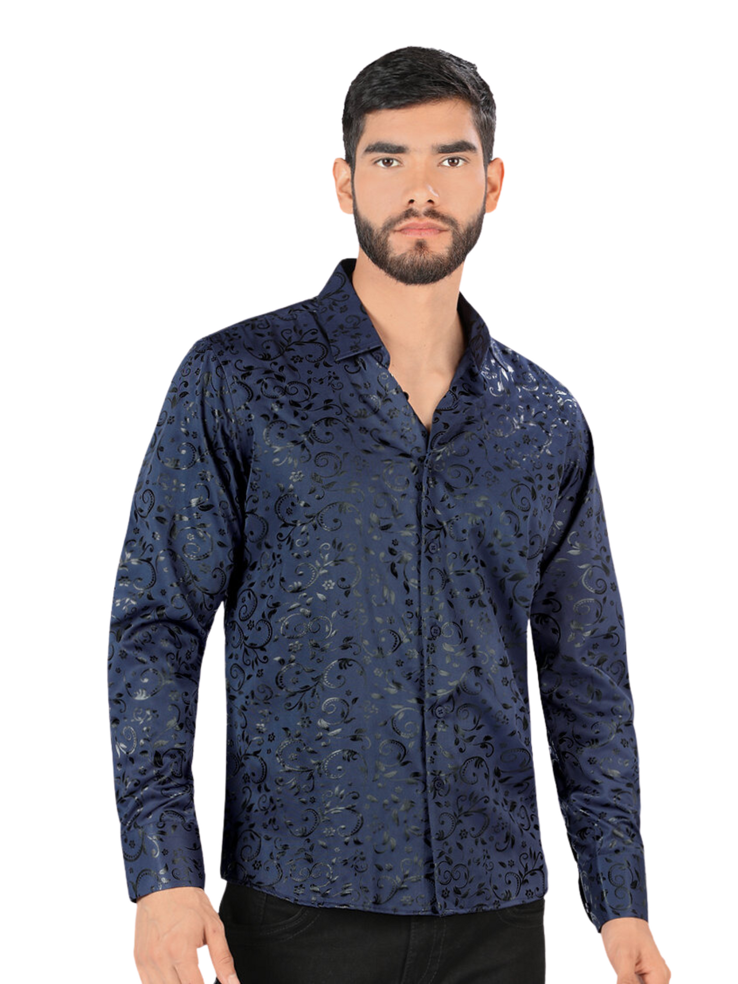 Men's Printed Long Sleeve Casual Shirt 'Montero' - ID: 0795 Casual Shirt Montero Navy