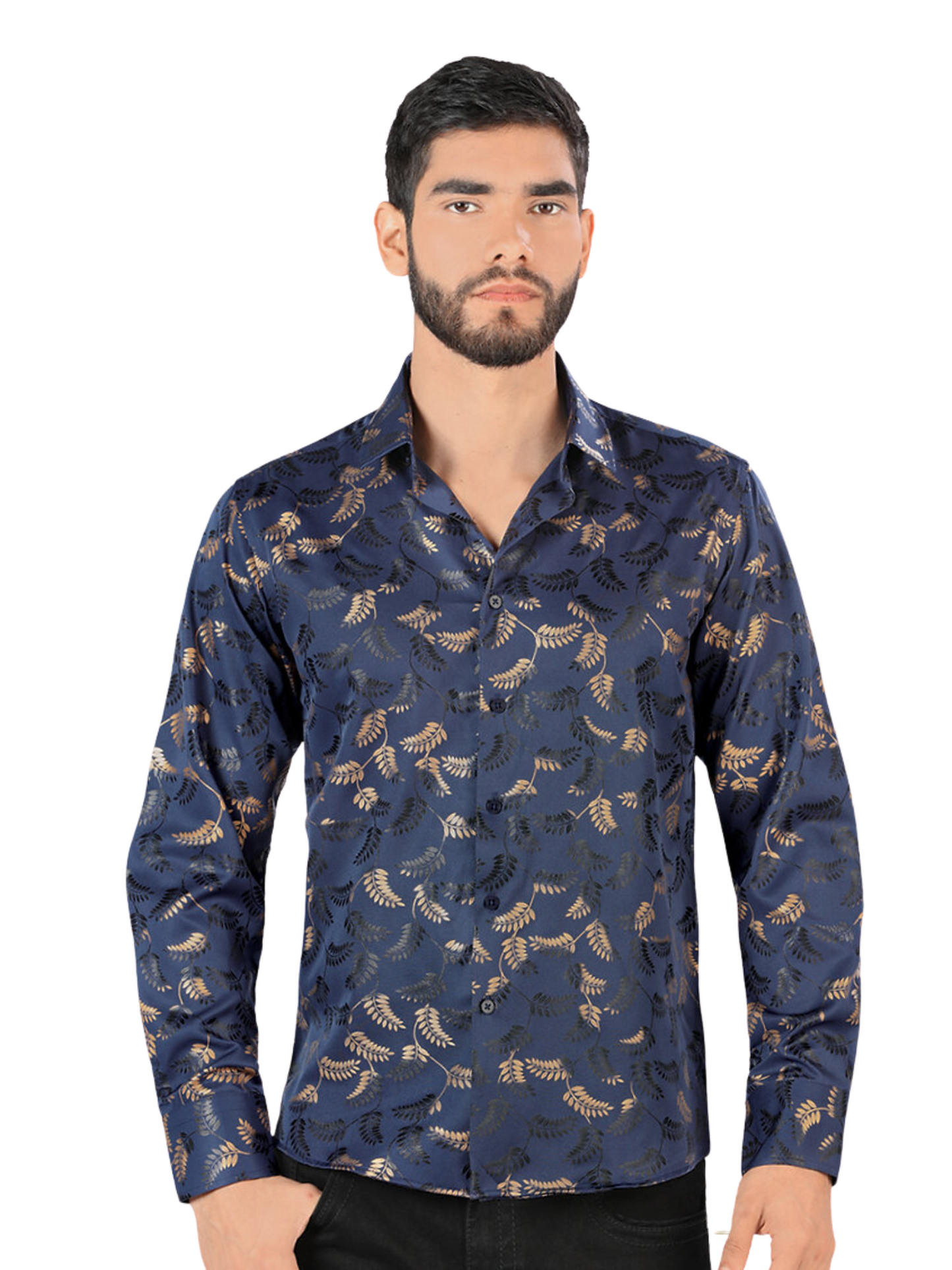 Camisa Casual Manga Larga Estampada para Hombre 'Montero' - ID: 0796 Casual Shirt Montero Navy