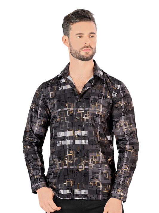 Men's Printed Long Sleeve Casual Shirt 'Montero' - ID: 0803 Casual Shirt Montero Black