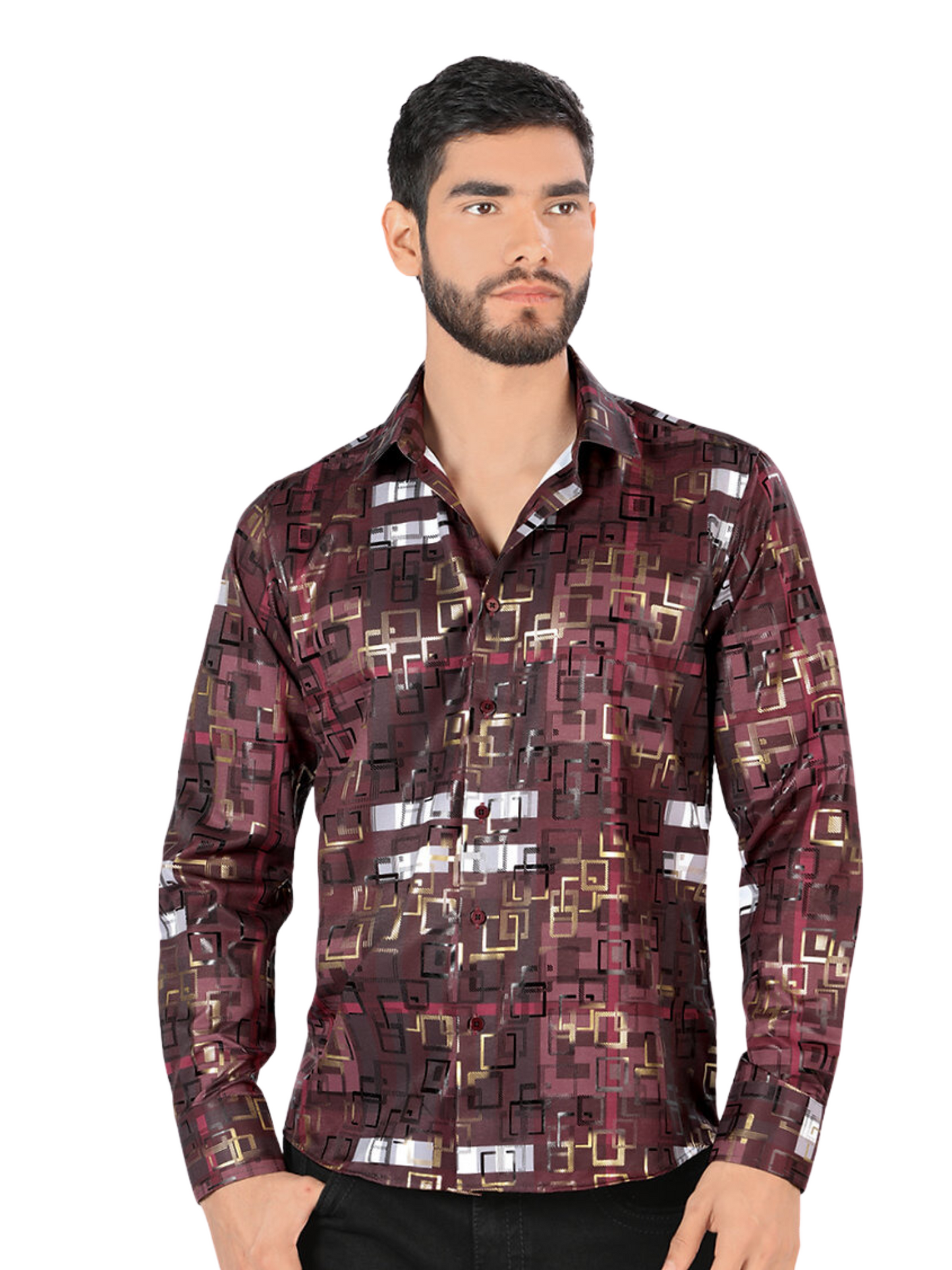 Casual Long Sleeve Printed Shirt for Men 'Montero' - ID: 0803 Casual Shirt Montero Wine