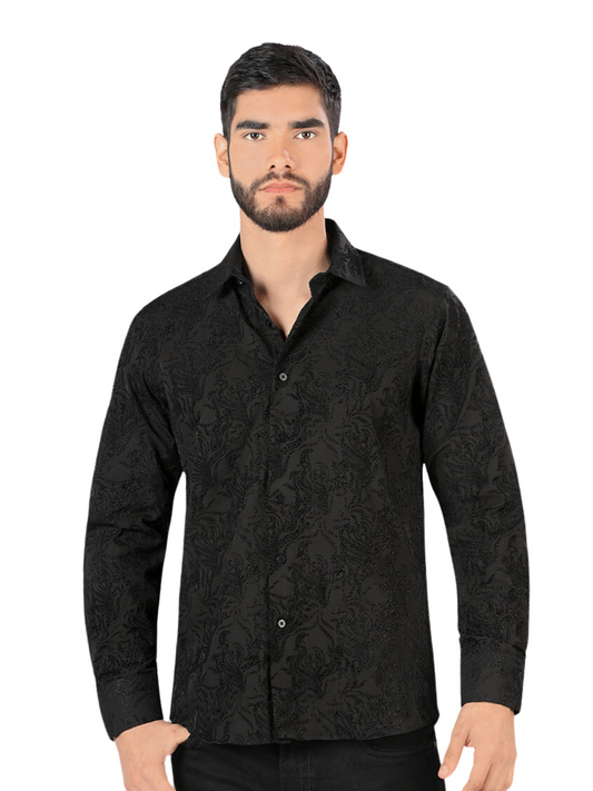 Men's Printed Long Sleeve Casual Shirt 'Montero' - ID: 0804 Casual Shirt Montero Black